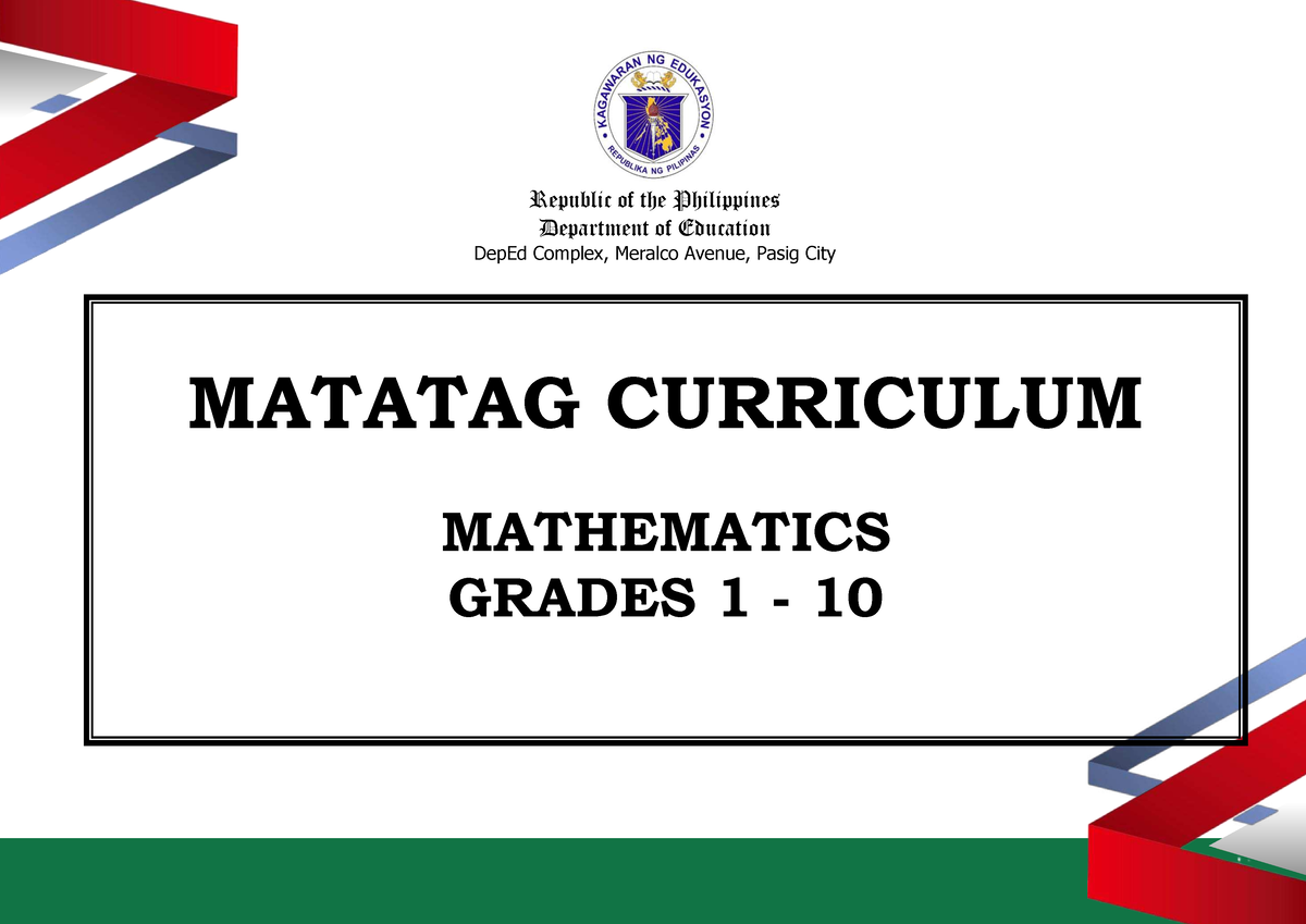 Matatag Mathematics CG Republic of the Philippines Department of