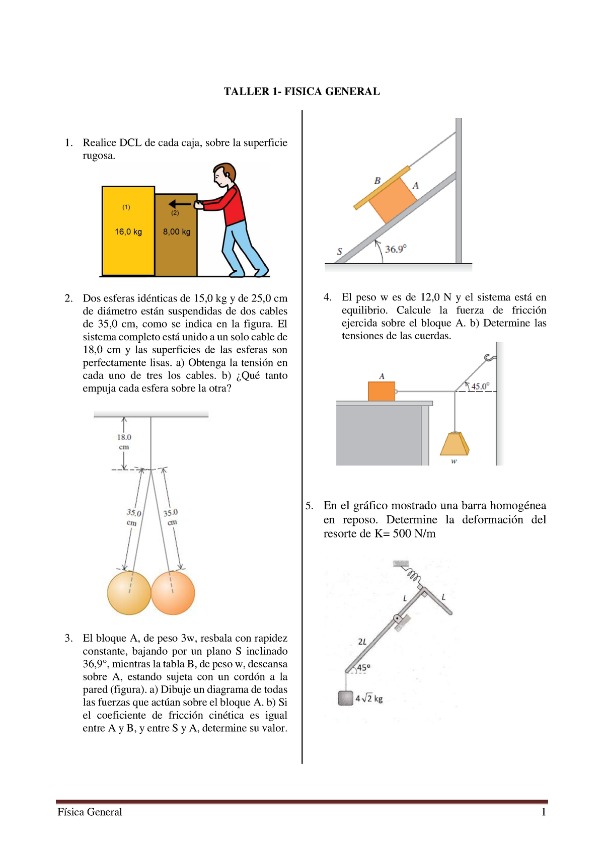 TV Taller Para PC2 Ejercicios - Física General 1 TALLER 1- FISICA ...