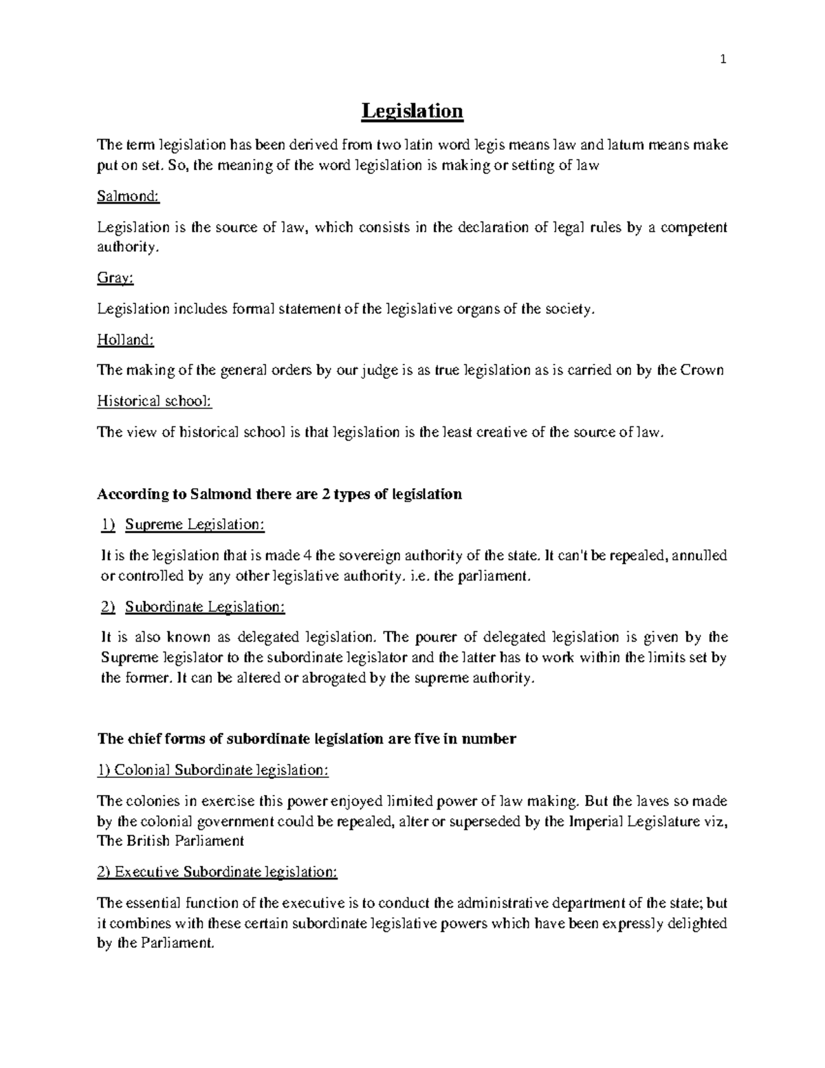 Legislation - Best of luck - 1 Legislation The term legislation has ...