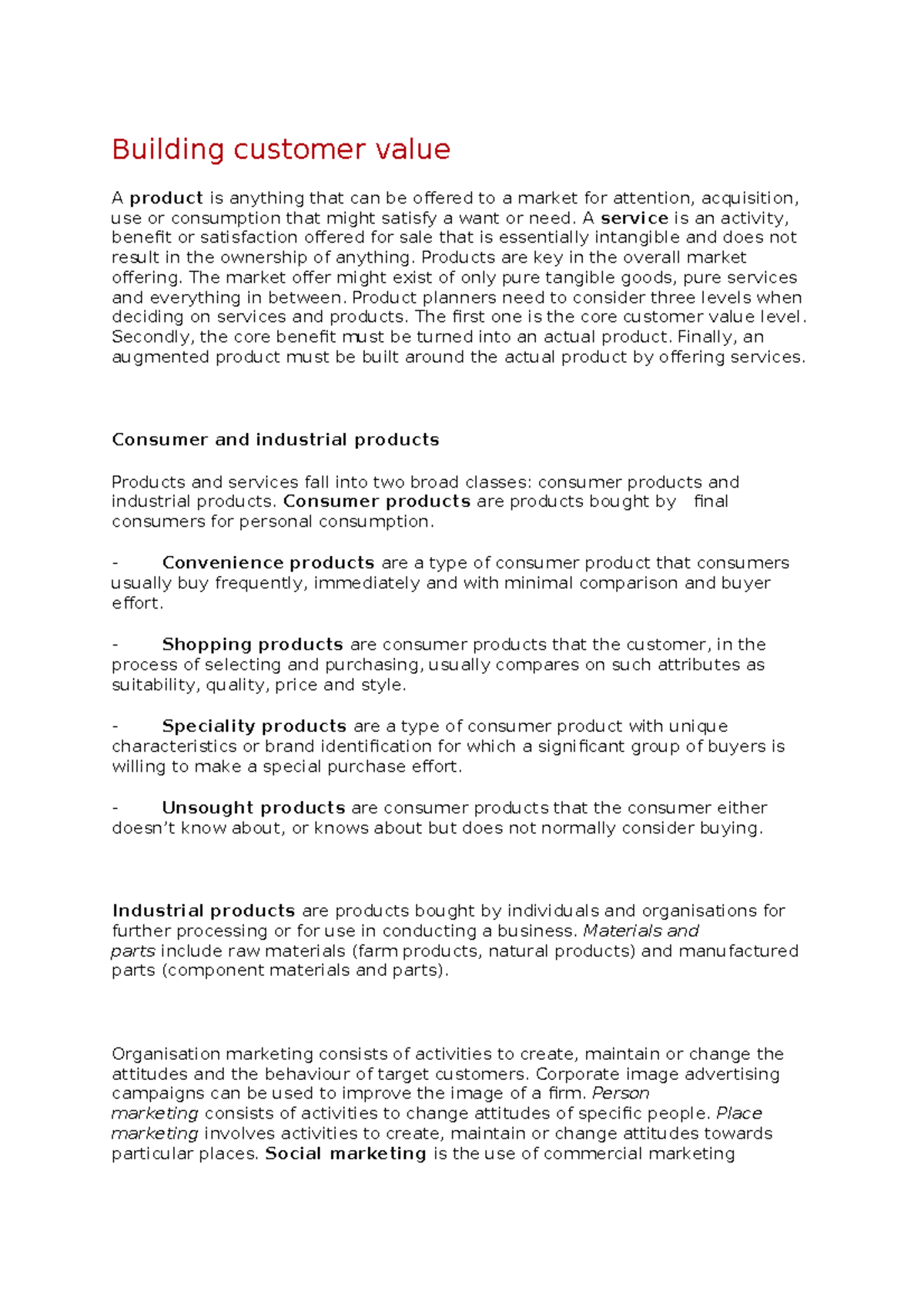 Building customer value - A service is an activity, benefit or ...