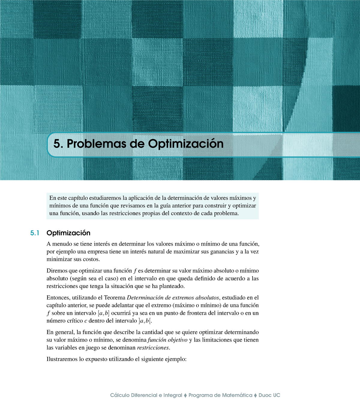 G5 MAT3130 - JSJS - 5. Problemas De Optimizaci ́on En Este Cap ́ıtulo ...