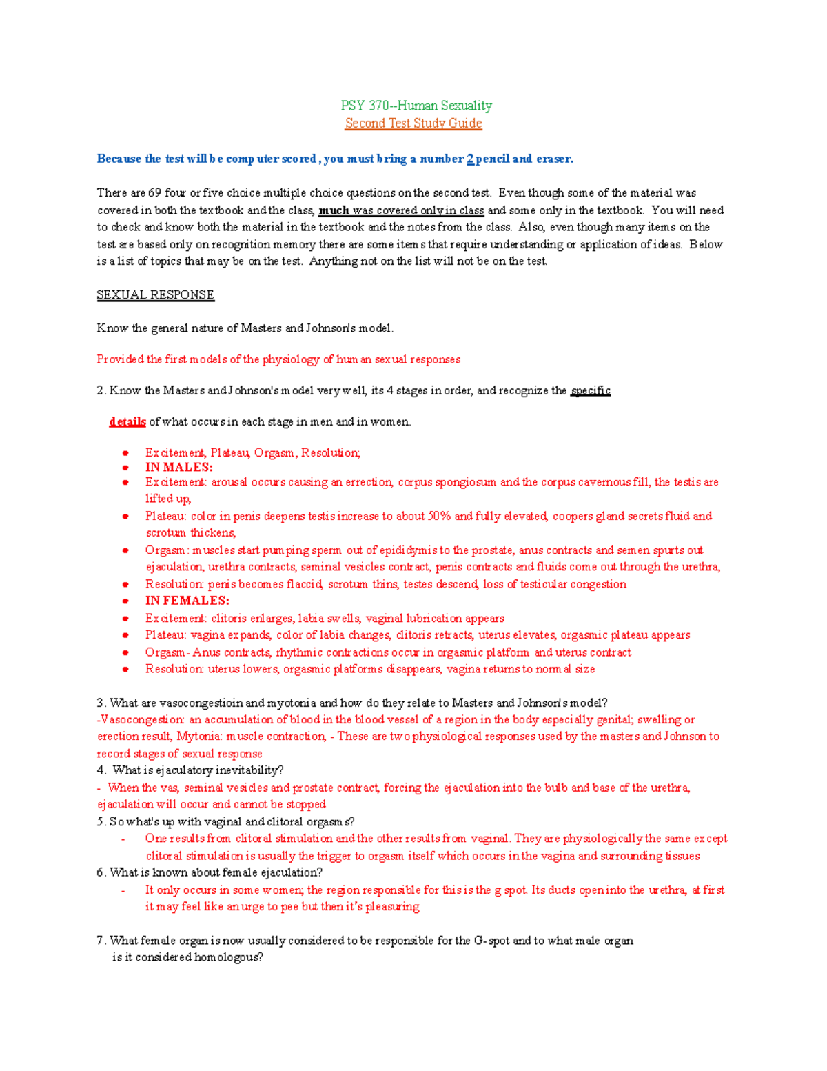 Psy 370 Exam 2 Study Guide - PSY 370-Human Sexuality Second Test Study ...