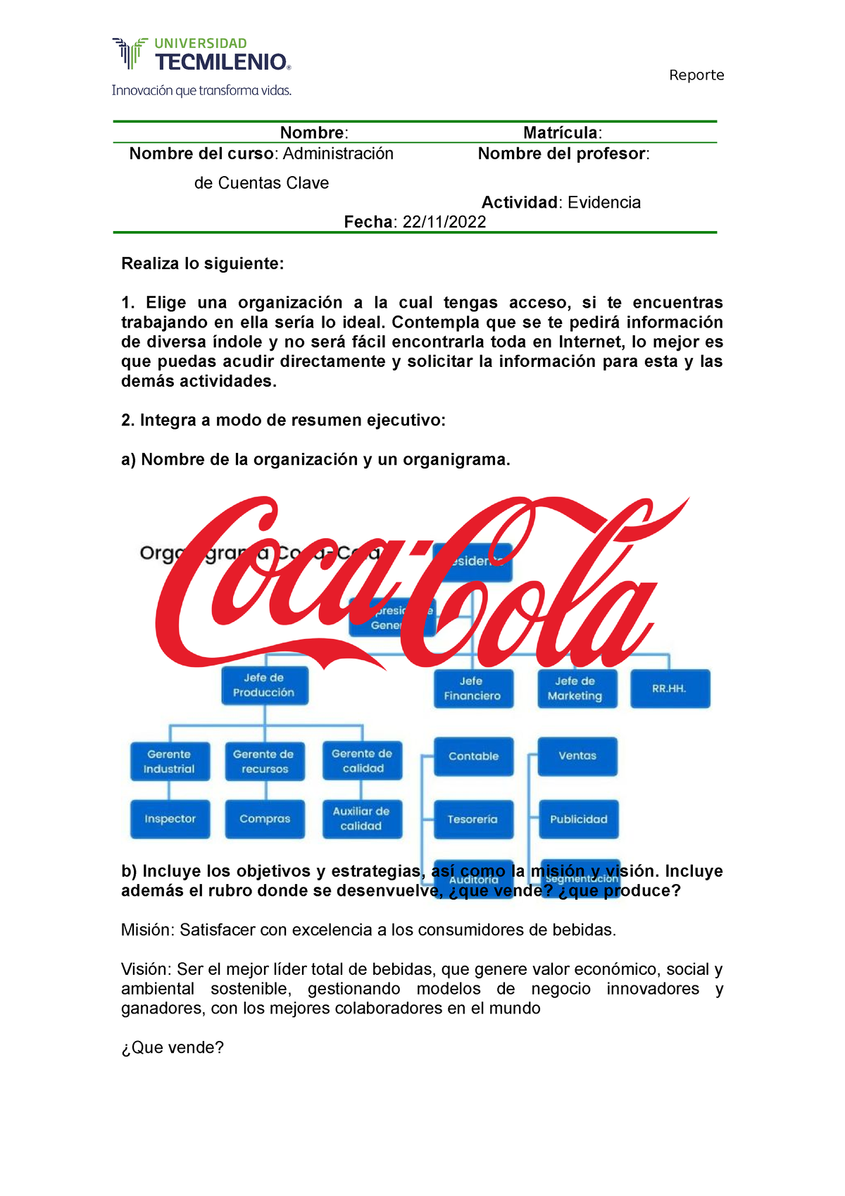 Admin Cuentas Clave Evidencia Stu Docu Nombre Matrícula Nombre Del Curso Administración