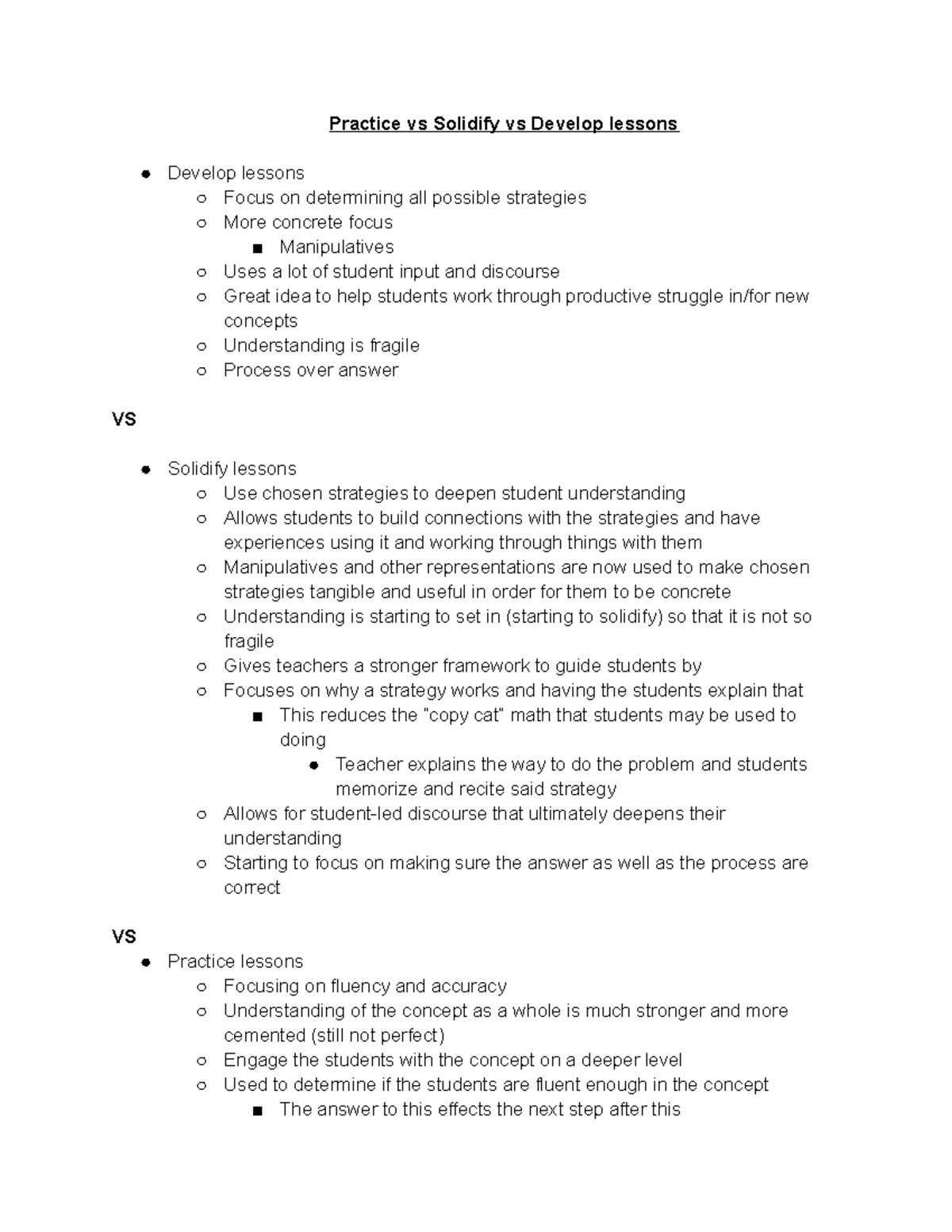 Prep 20 Practice vs Solidify vs Develop lessons - Practice vs Solidify ...