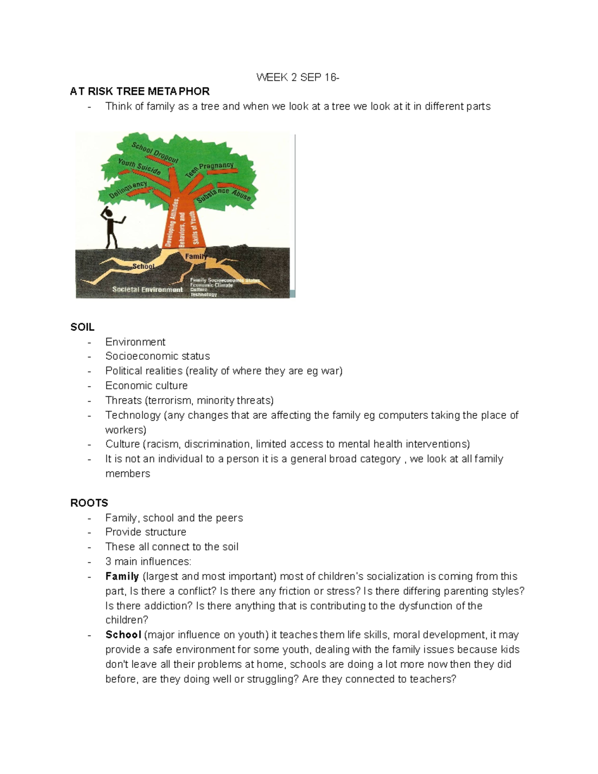Week 2 sept 16 adol iss & inter - WEEK 2 SEP 16- AT RISK TREE METAPHOR ...