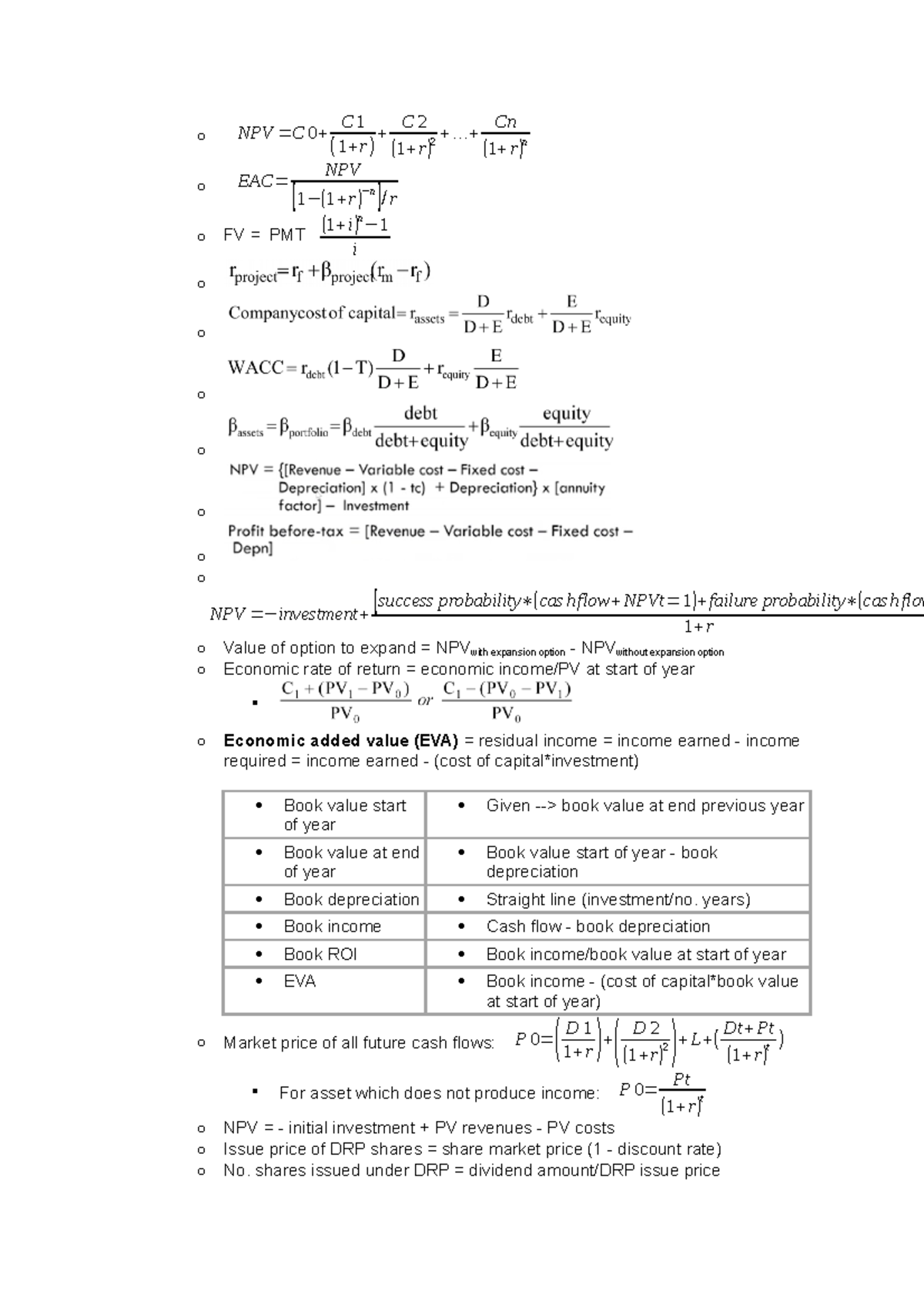 Corporate-Formulas - Corporate Finance Formulas - 025765 - Studocu