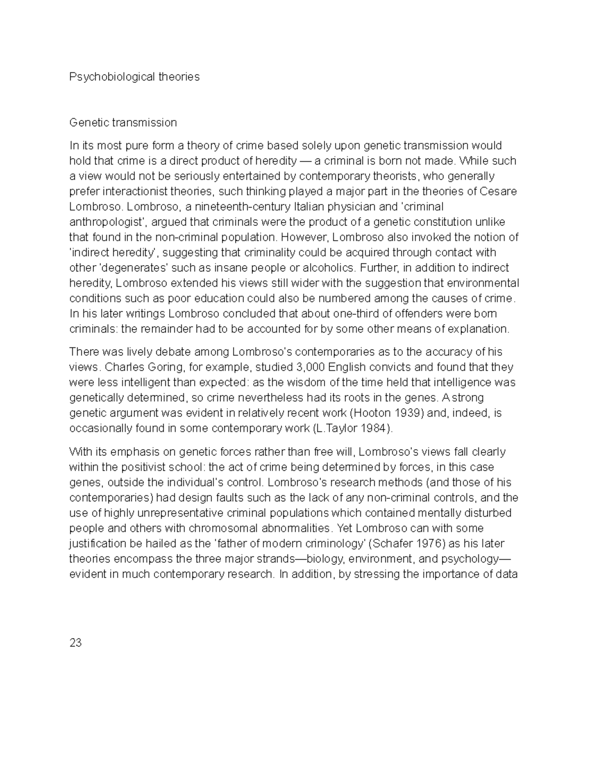 Psychobiological theories Psychobiological theories