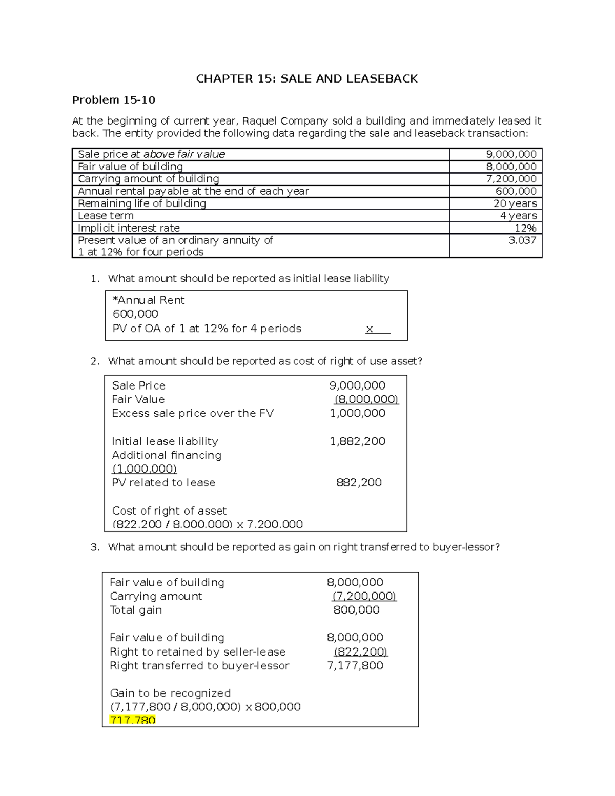 Chapter 15 Sale and Leaseback in Intermediate Accounting 2 CHAPTER 15