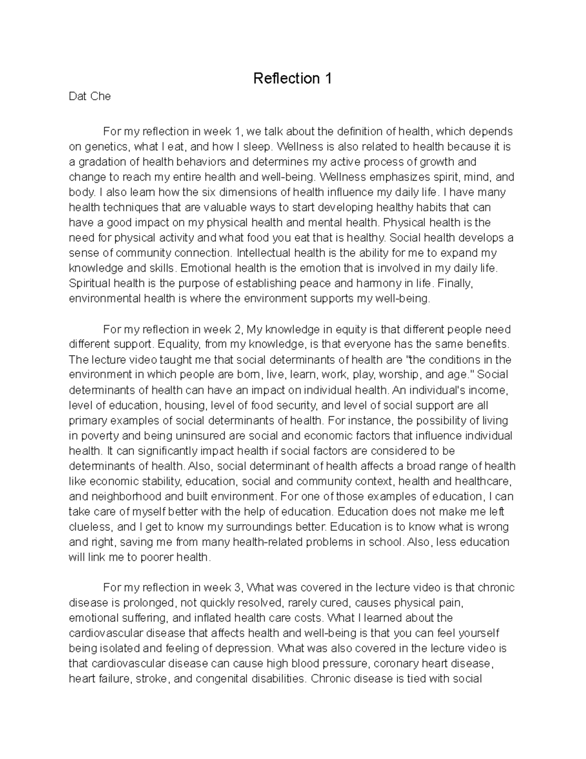 Reflection 1 - Guide to writing a reflecting on how those things ...