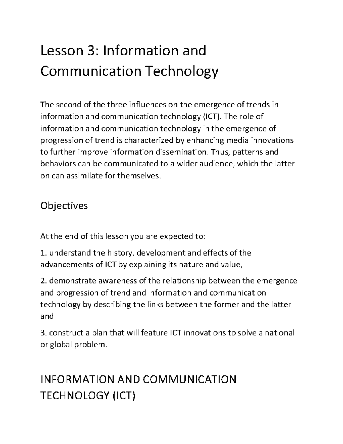 (8) Information-and-Communication-Technology - Lesson 3: Information ...