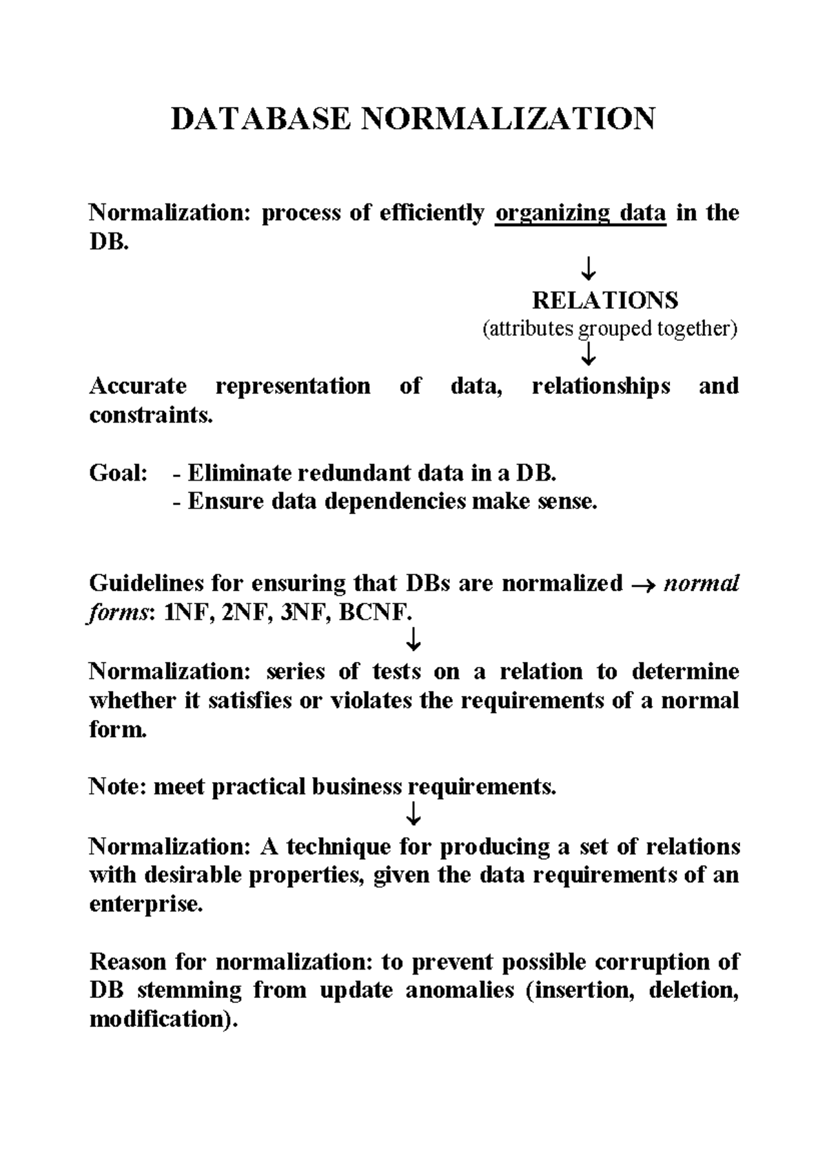 Database Normalization - DATABASE NORMALIZATION Normalization: process ...