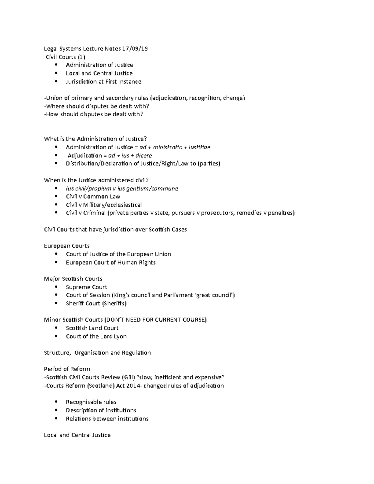 civil-courts-1-lecture-notes-2019-legal-systems-lecture-notes-17-09