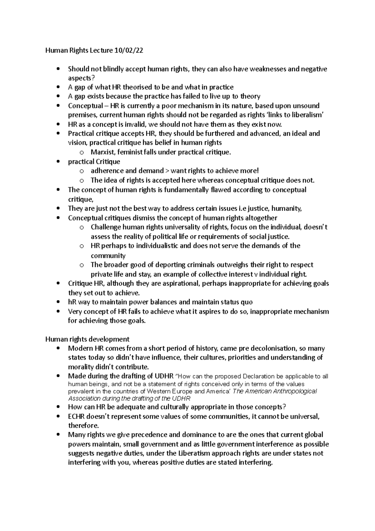 Human Rights Lecture 10:02 notes on basic - Human Rights Lecture 10/02 ...