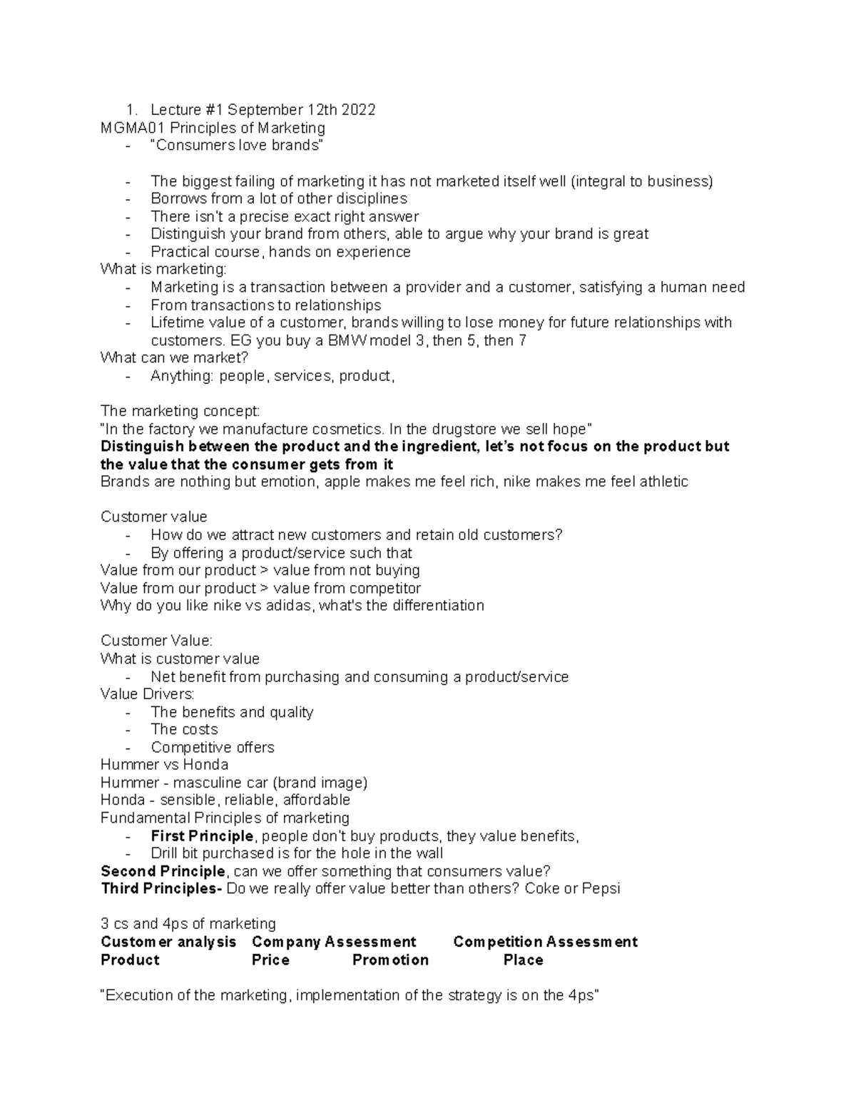 Principles of Marketing Lecture - Studocu