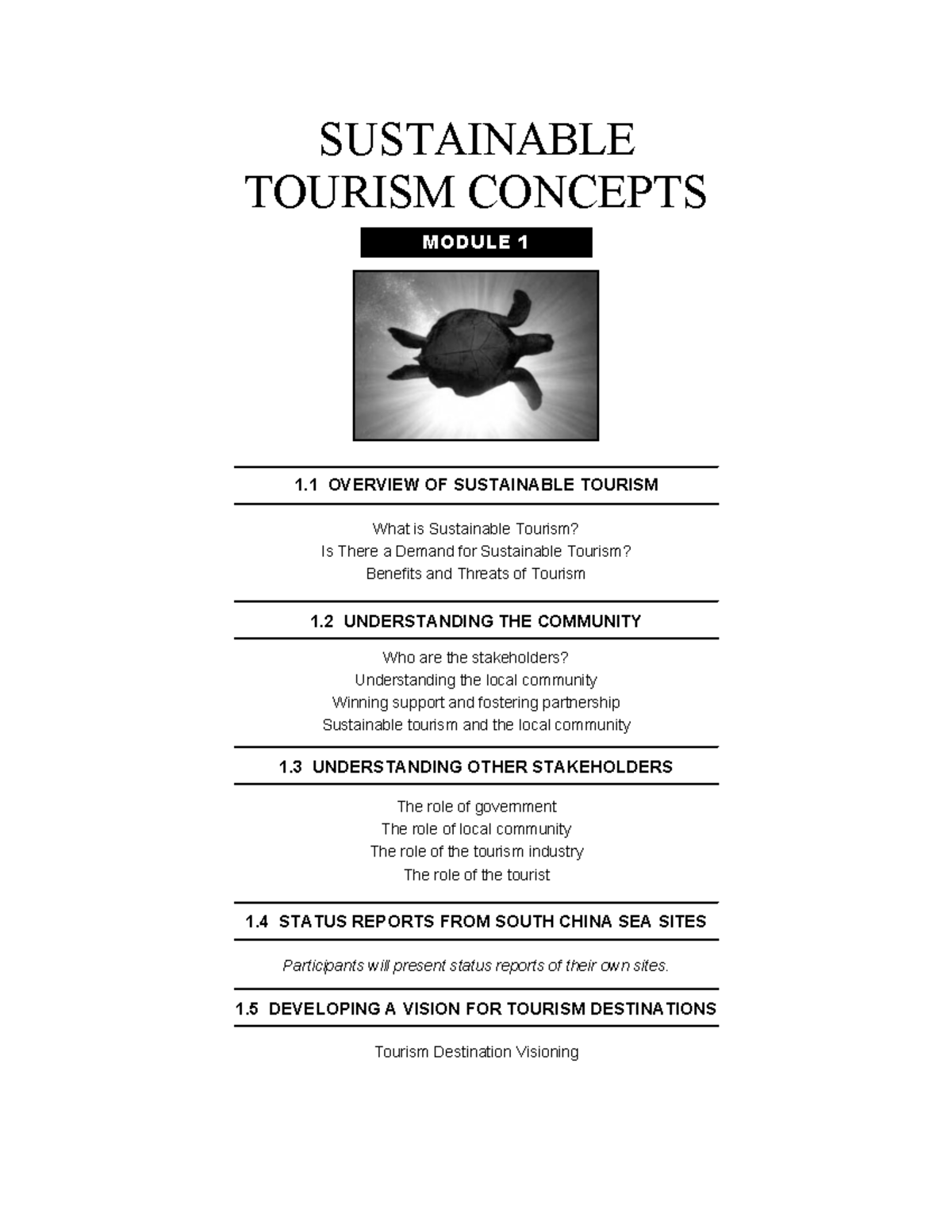 Day1 Concepts Manual - Lecture Notes - SUSTAINABLE TOURISM CONCEPTS 1 ...