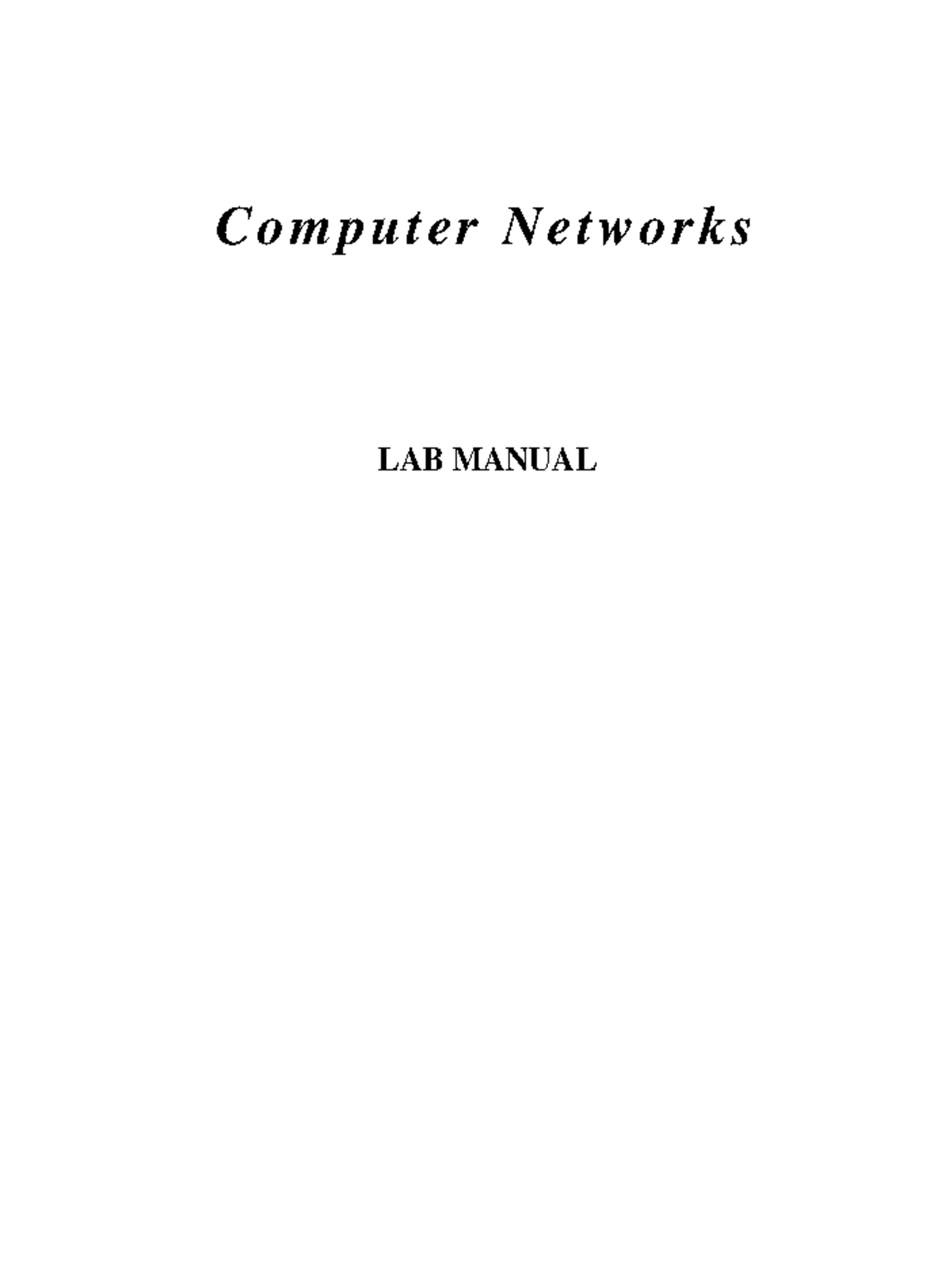 Computer Networks Lab Manual - C O Mp Ut Er Net W O Rk S Lab Manual 