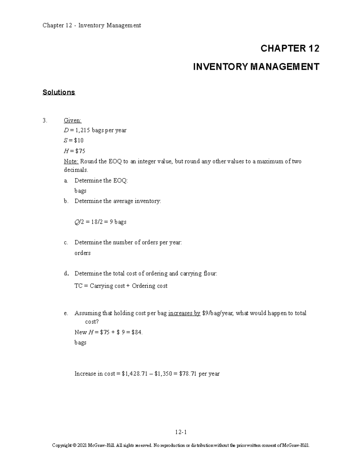 Spring 2022 3310 Inventory Practice Questions Answers - CHAPTER 12 ...