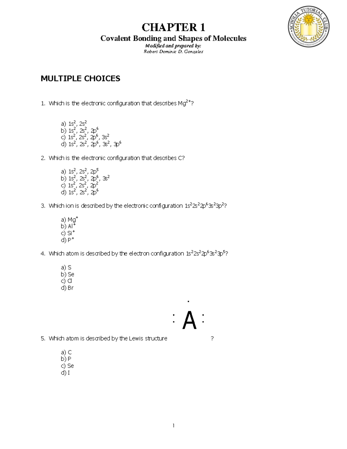 Chapter 1 - Covalent Bonding and Shapes of Molecules - Covalent Bonding ...