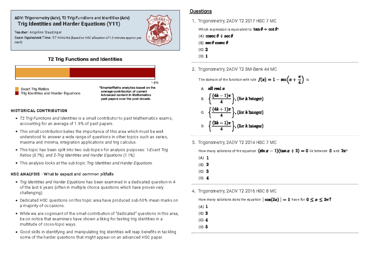 Smarter Maths - Yr 11 - Trig Identities and Harder Equations - ADV ...