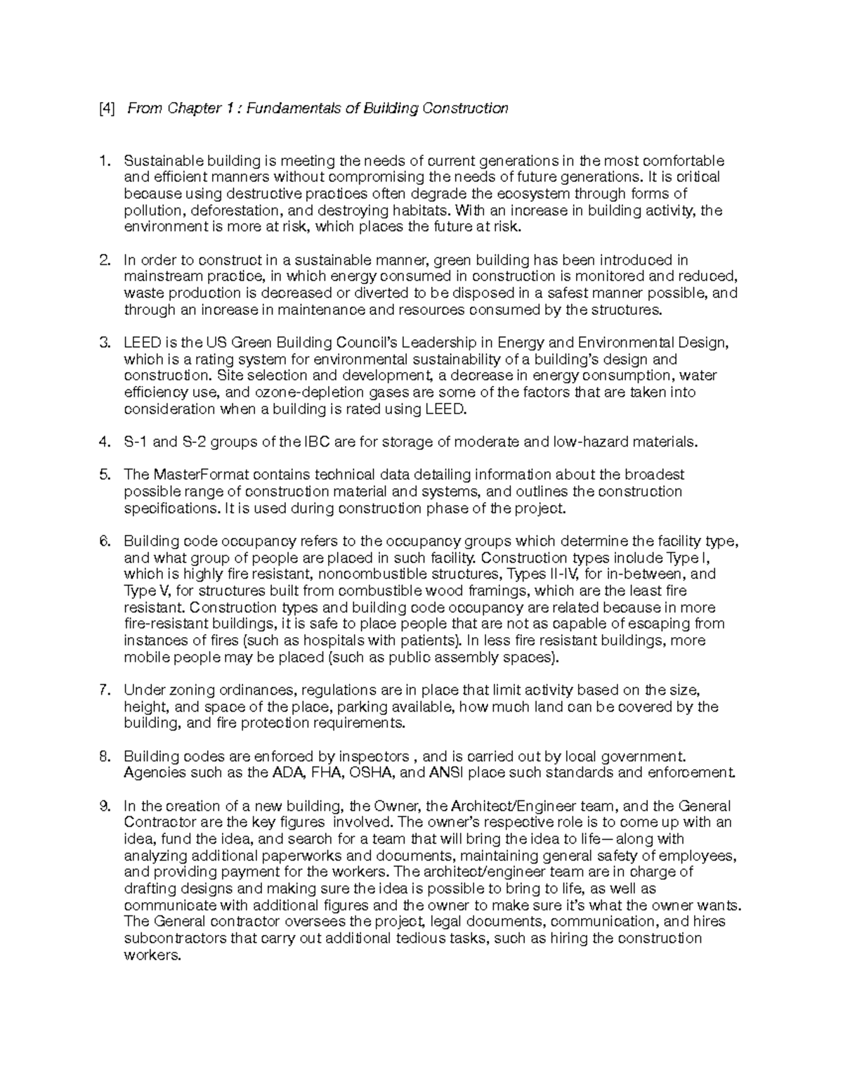 4 - FUNDAMENTALS OF BUILDING CONSTRUCTION - [4] From Chapter 1 ...