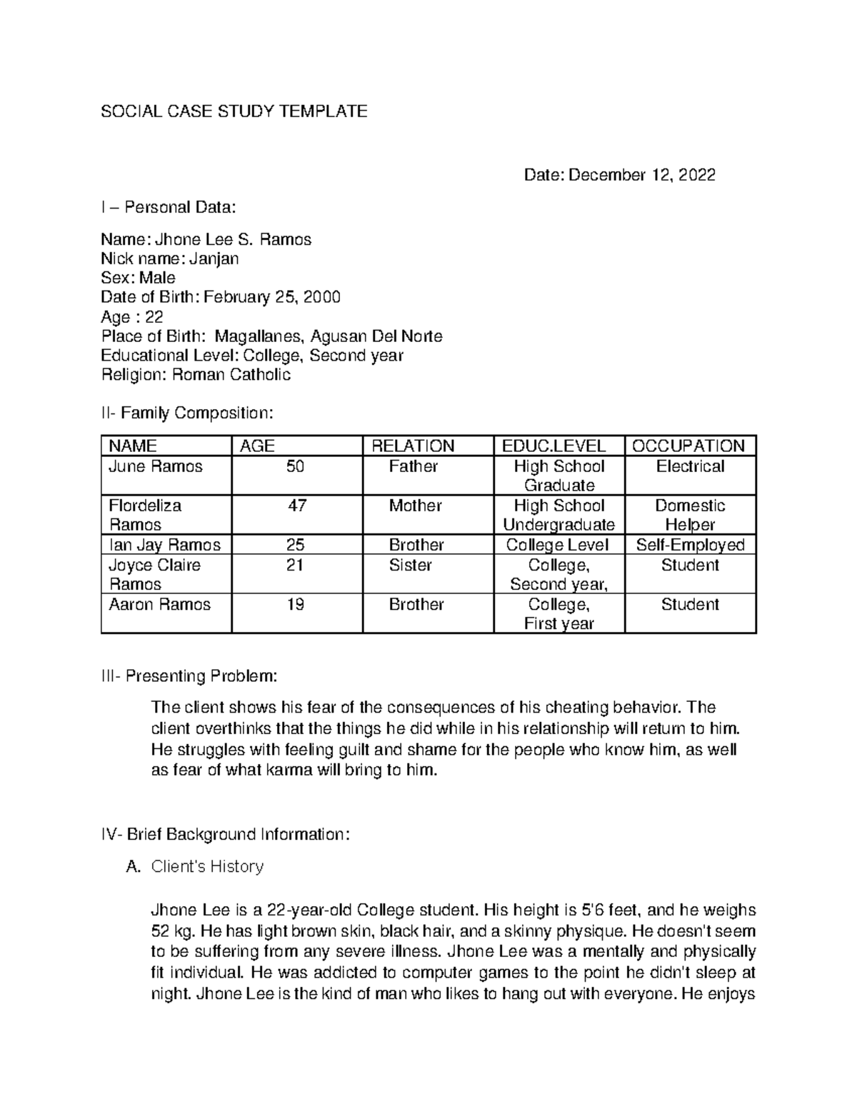 social case study from mswdo