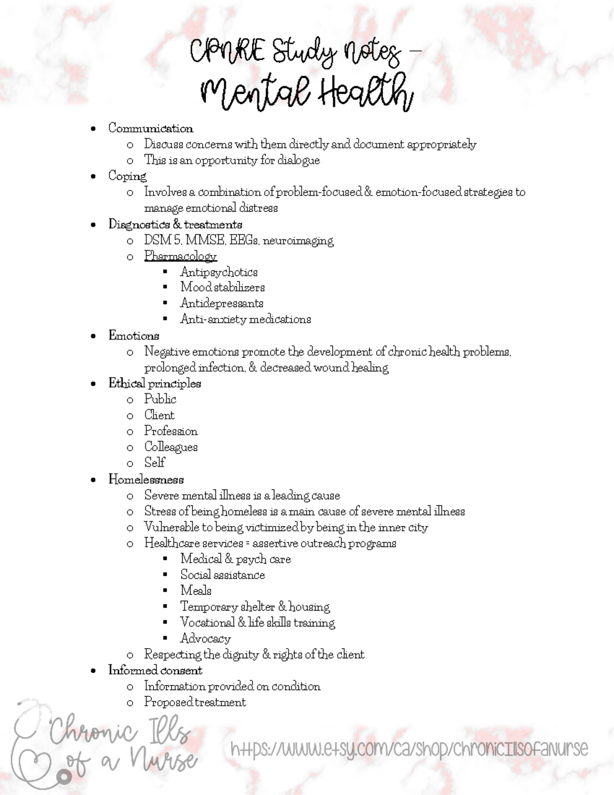 Mental health Cpnre Study Notes 2021 - NFDN2007 - NorQuest - StuDocu