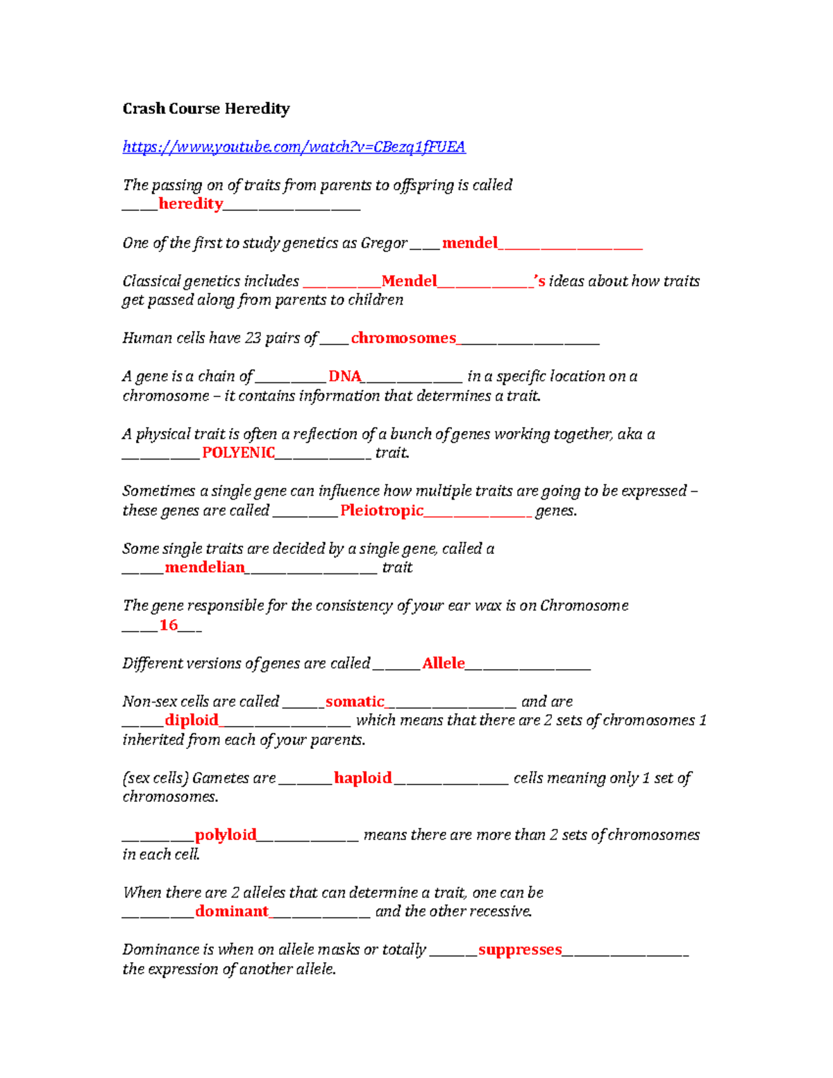 Crash Course Heredity hw... Crash Course Heredity youtube/watch?v