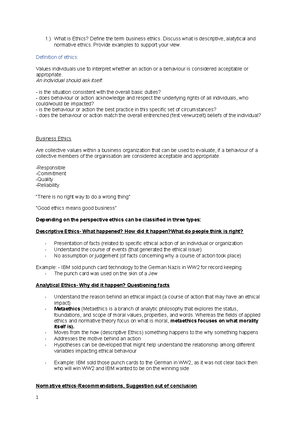 Business Ethics Short Script final - Business Ethics Short Script What ...