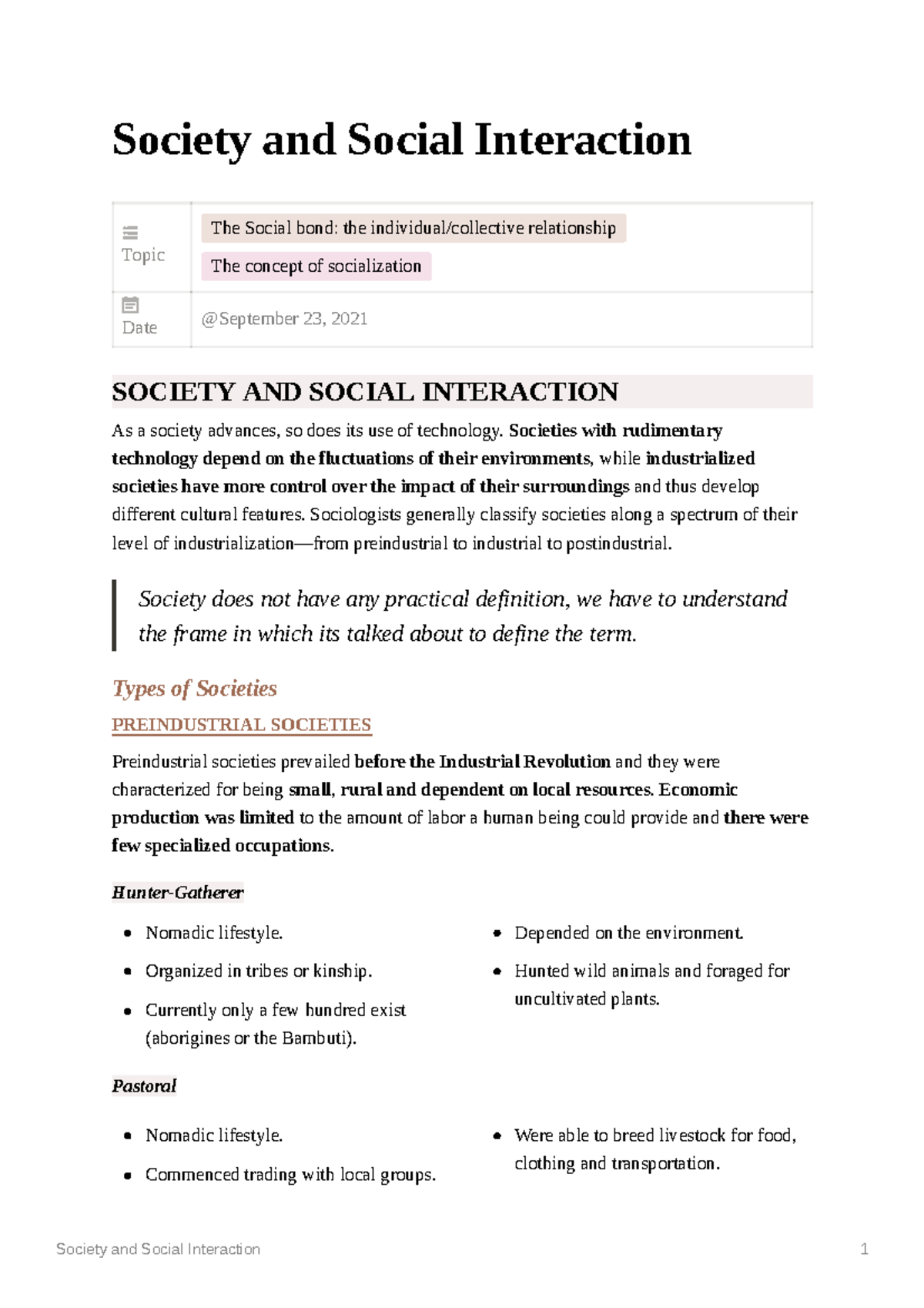 Society and Social Interaction - Society and Social Interaction Topic ...