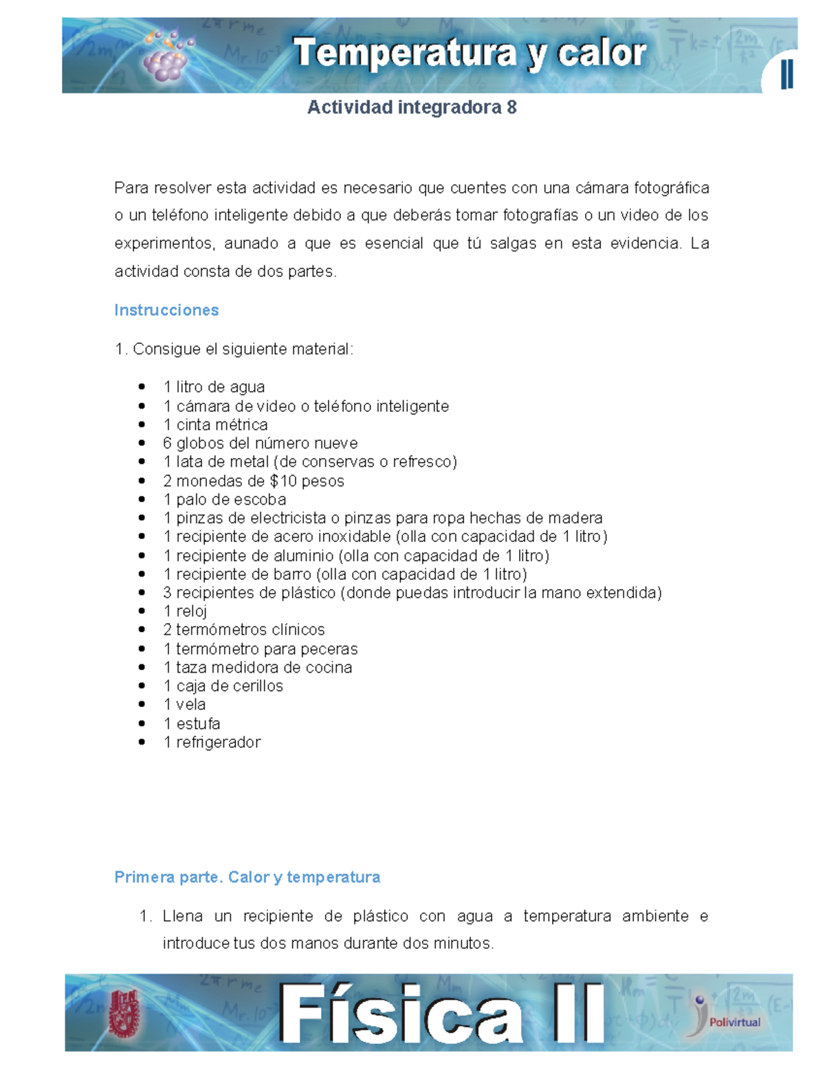 U2 Act8 Actividad Integradora 8 - Actividad Integradora 8 Para Resolver ...