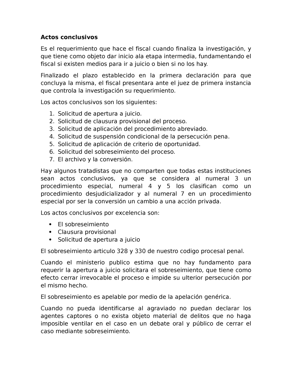 Actos conclusivos - respuesta - Actos conclusivos Es el requerimiento ...