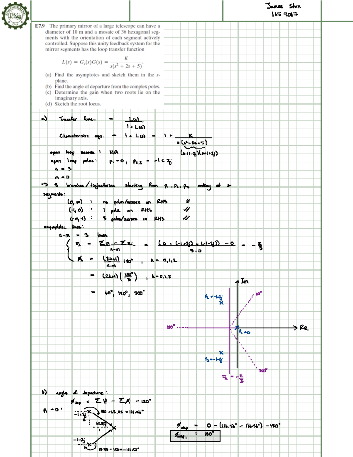 ECE 360 A4 - control systems - James Shin 1659067 a) Transfer func ...