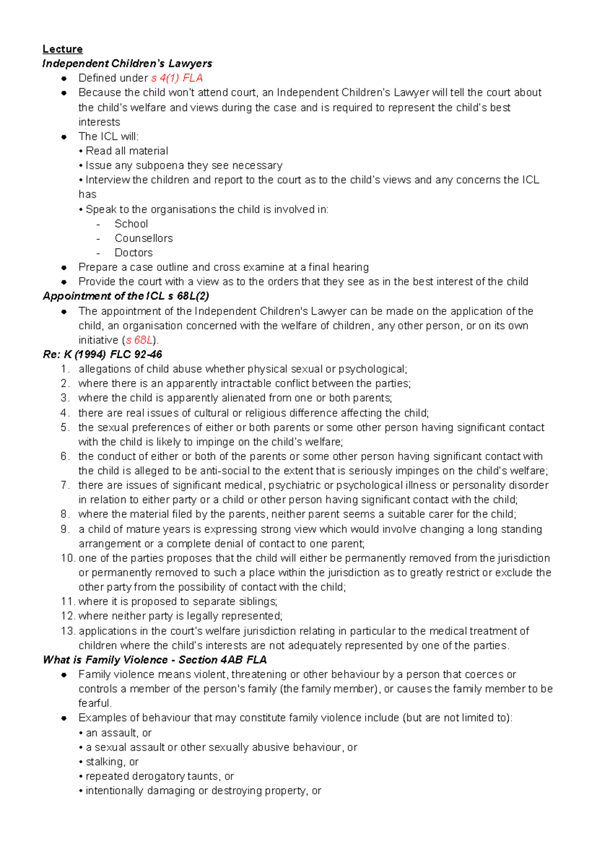 3. Family Violence - Lecture notes week 3 - Lecture Independent ...