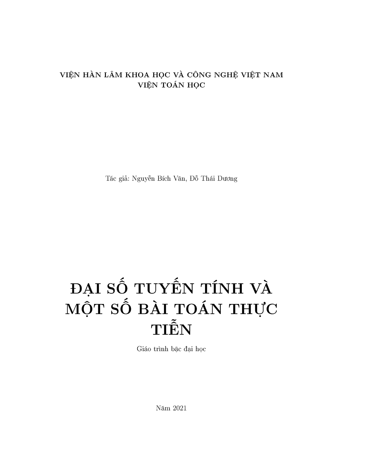 GIÁO Trình ĐẠI SỐ VIỆN TOÁN - VI N H N L M KHOA HÅC V CÆNG NGH VI T NAM ...