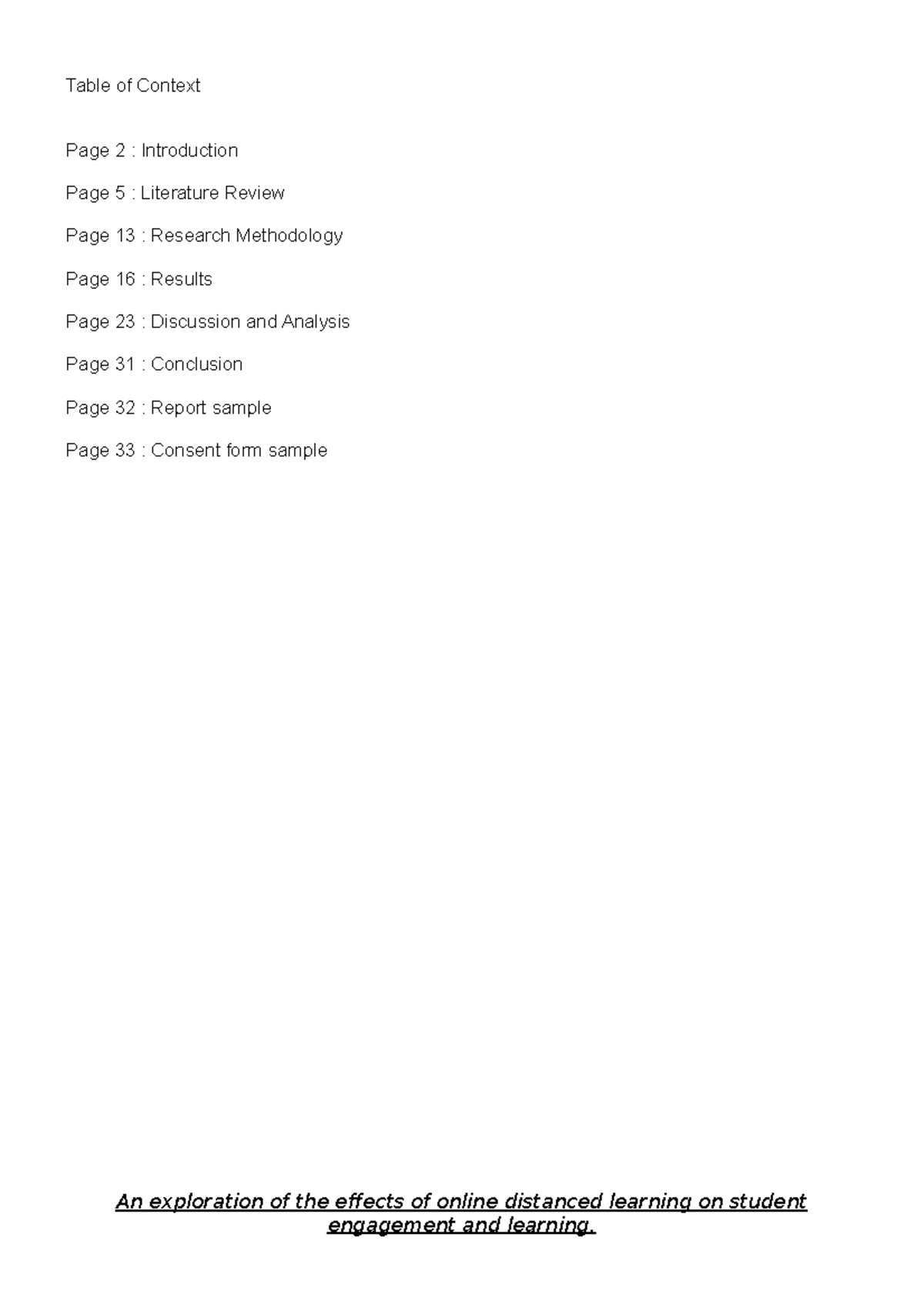 Dissertation on Student engagement in the covid pandemic - Table of ...