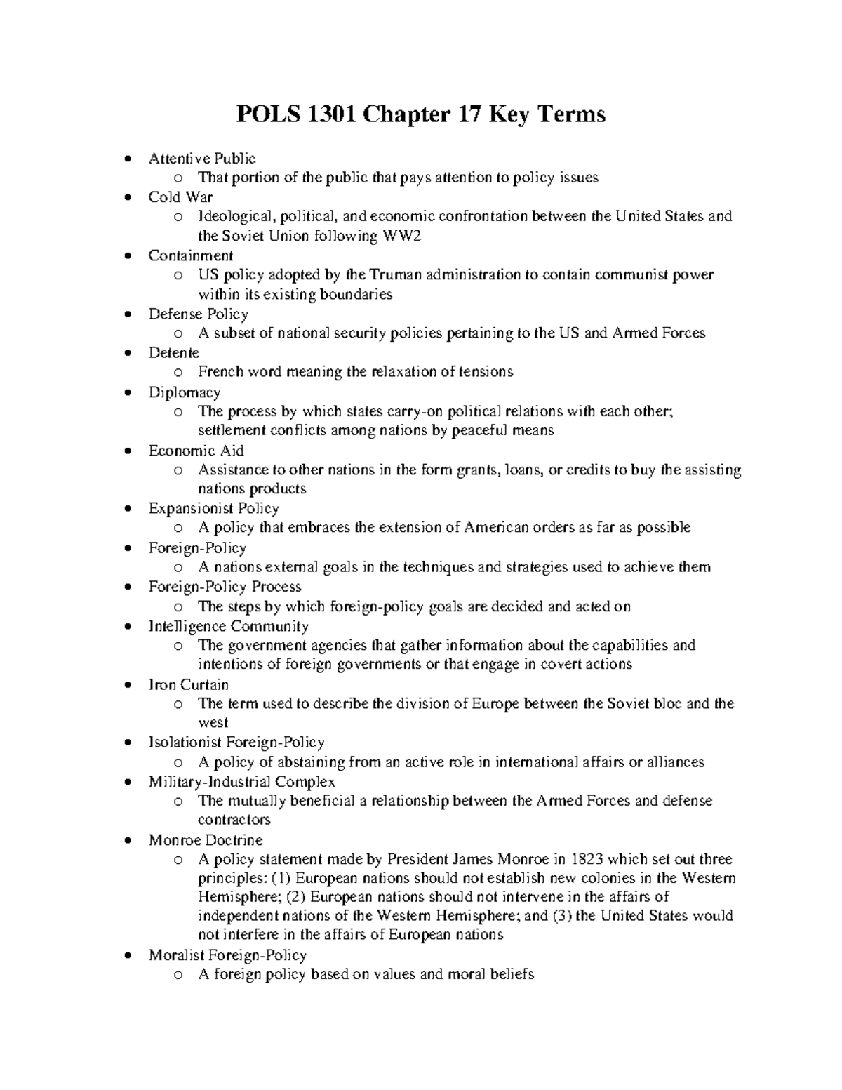 POLS 1301 Chapter 17 Key Terms - POLS 1301 Chapter 17 Key Terms ...