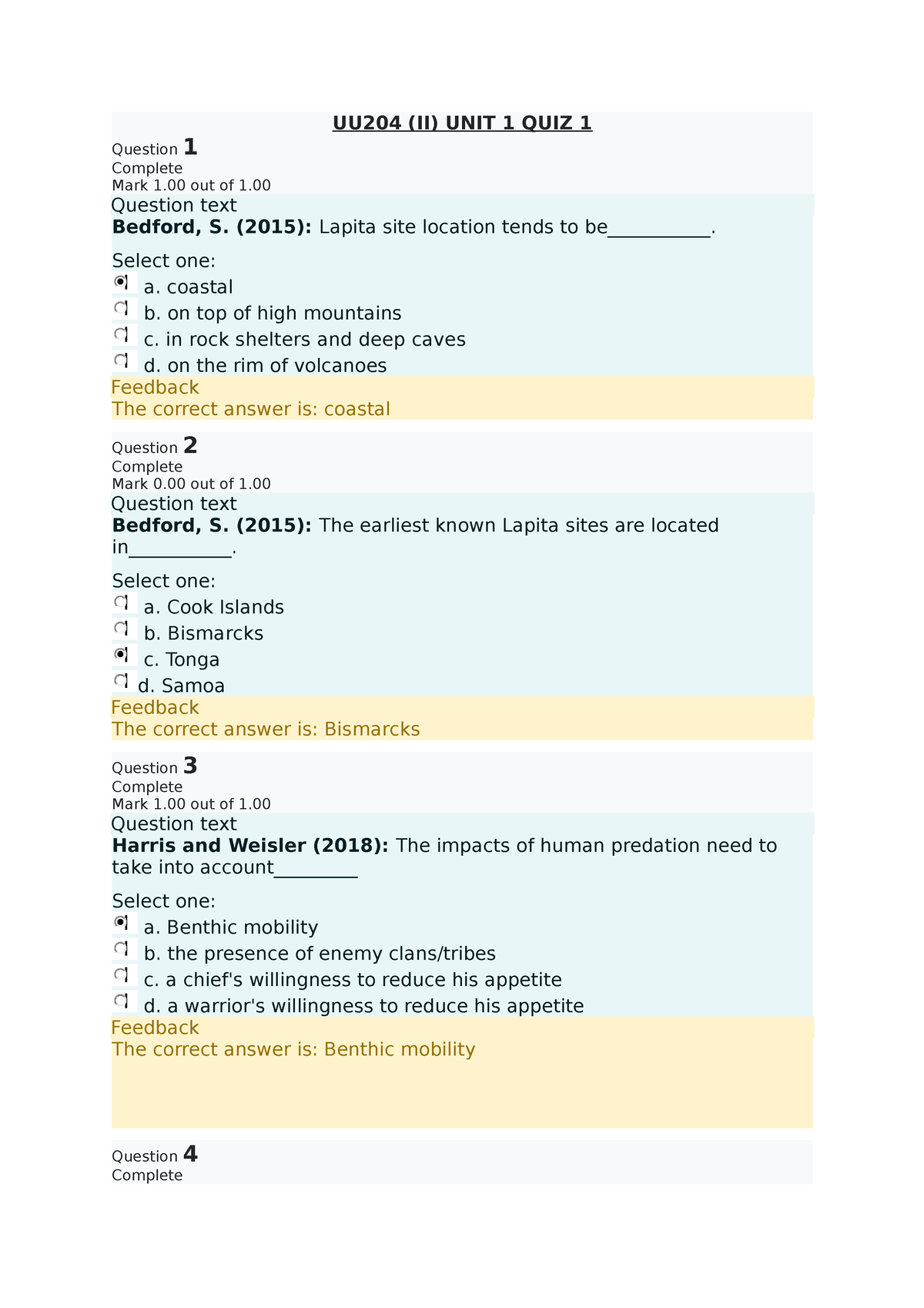 UU204 (II) UNIT 1 QUIZ 1 - UU204 (II) UNIT 1 QUIZ 1 Question 1 Complete ...