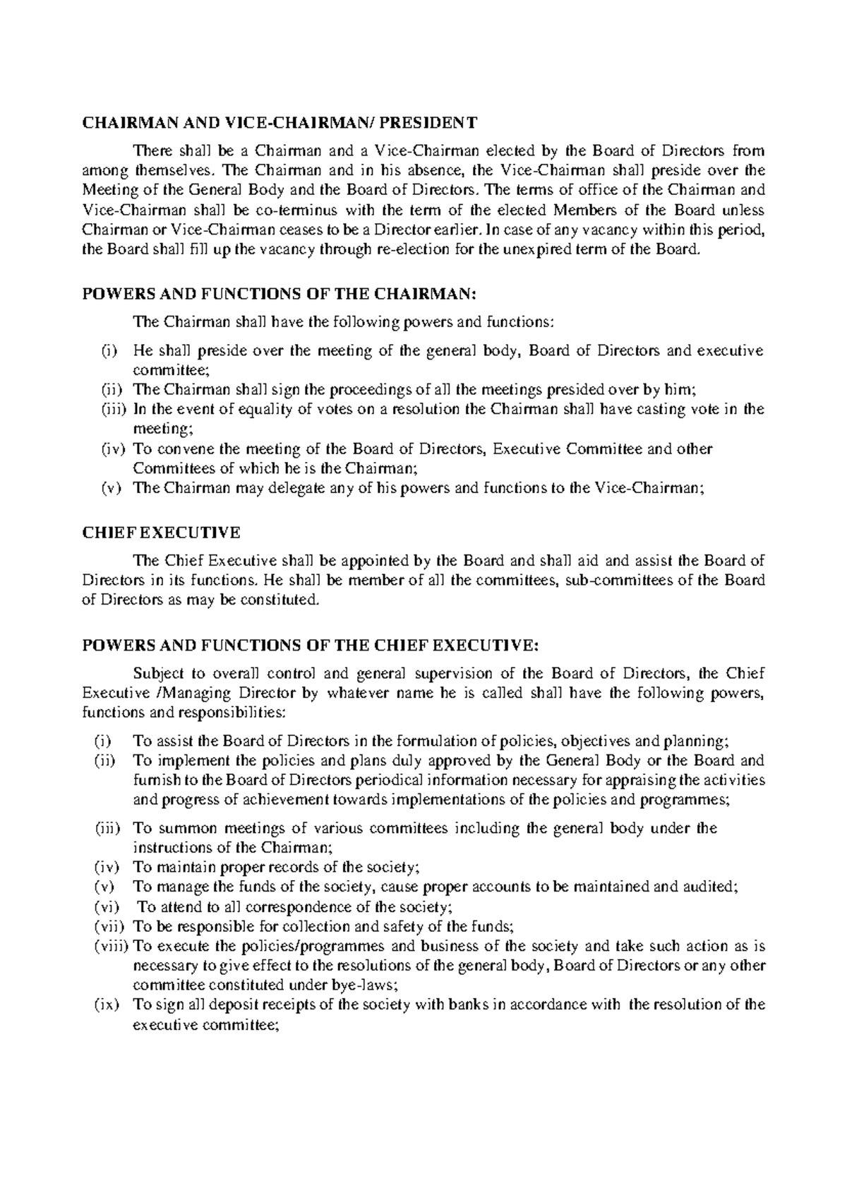 Chairman and vice chairman CHAIRMAN AND VICECHAIRMAN/ PRESIDENT