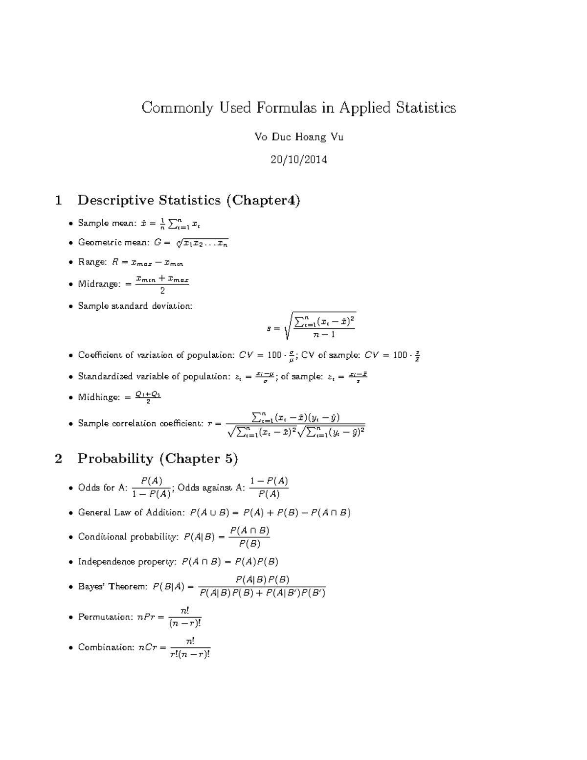 Handbook stat Commonly Used Formulas in Applied Statistics Vo Duc
