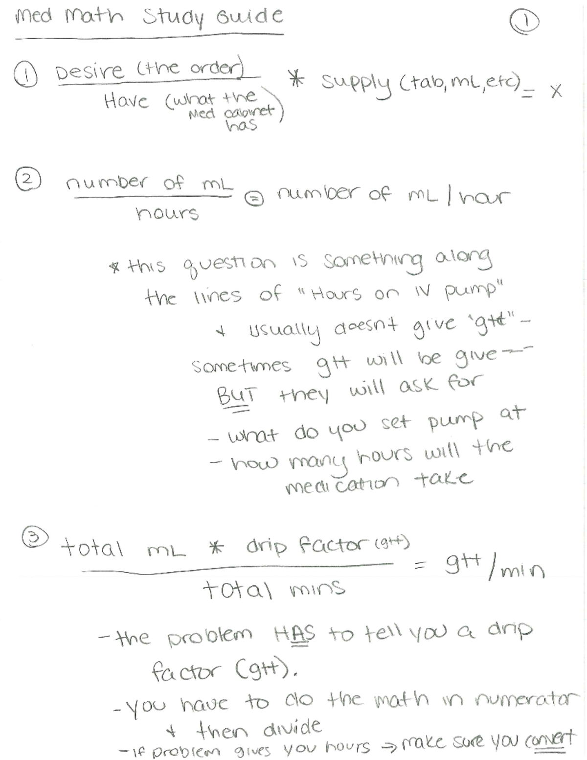 Med Math Study Guide - Med math. - med math Study Guide 1 Desire (the ...