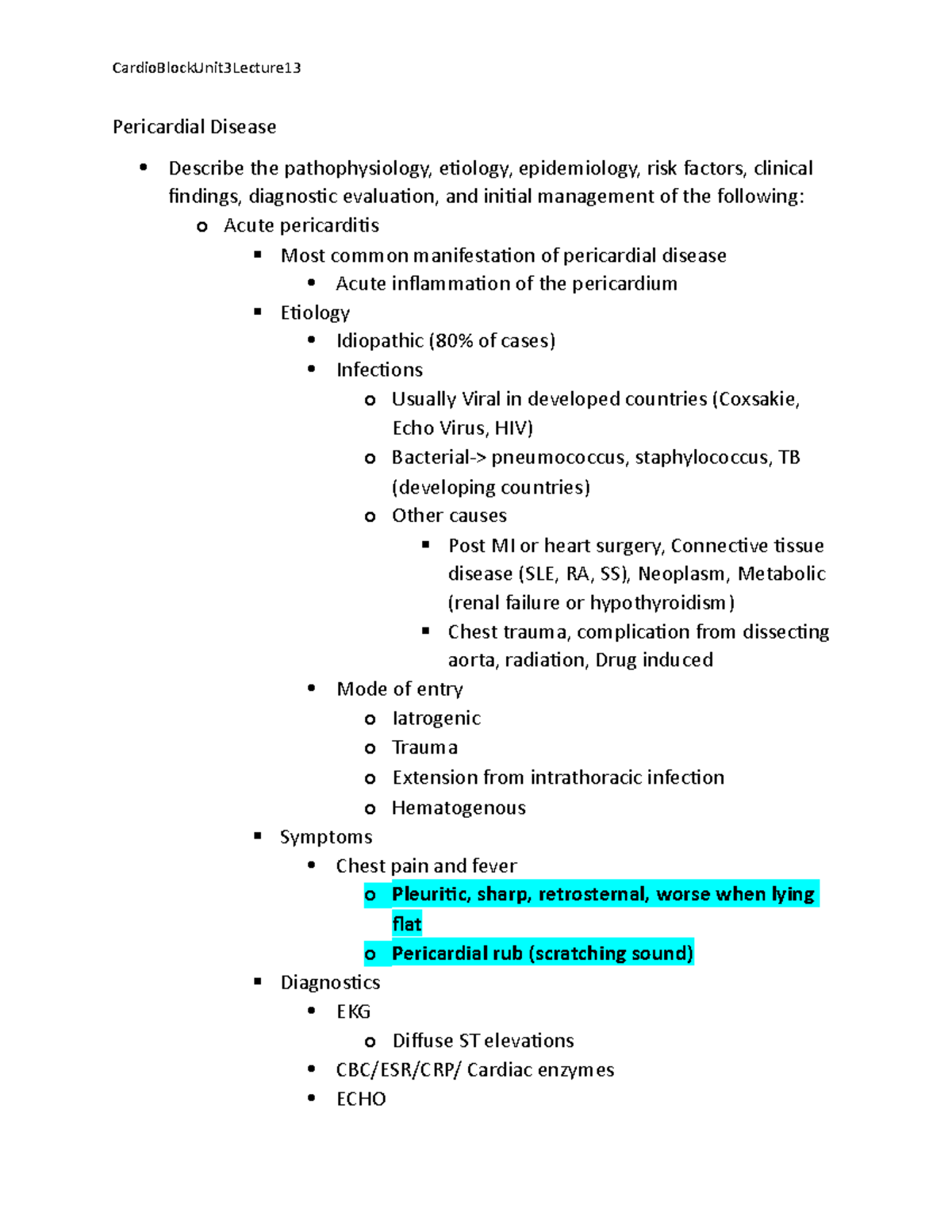 unit3lecture-13pericarditis-pericardial-disease-describe-the