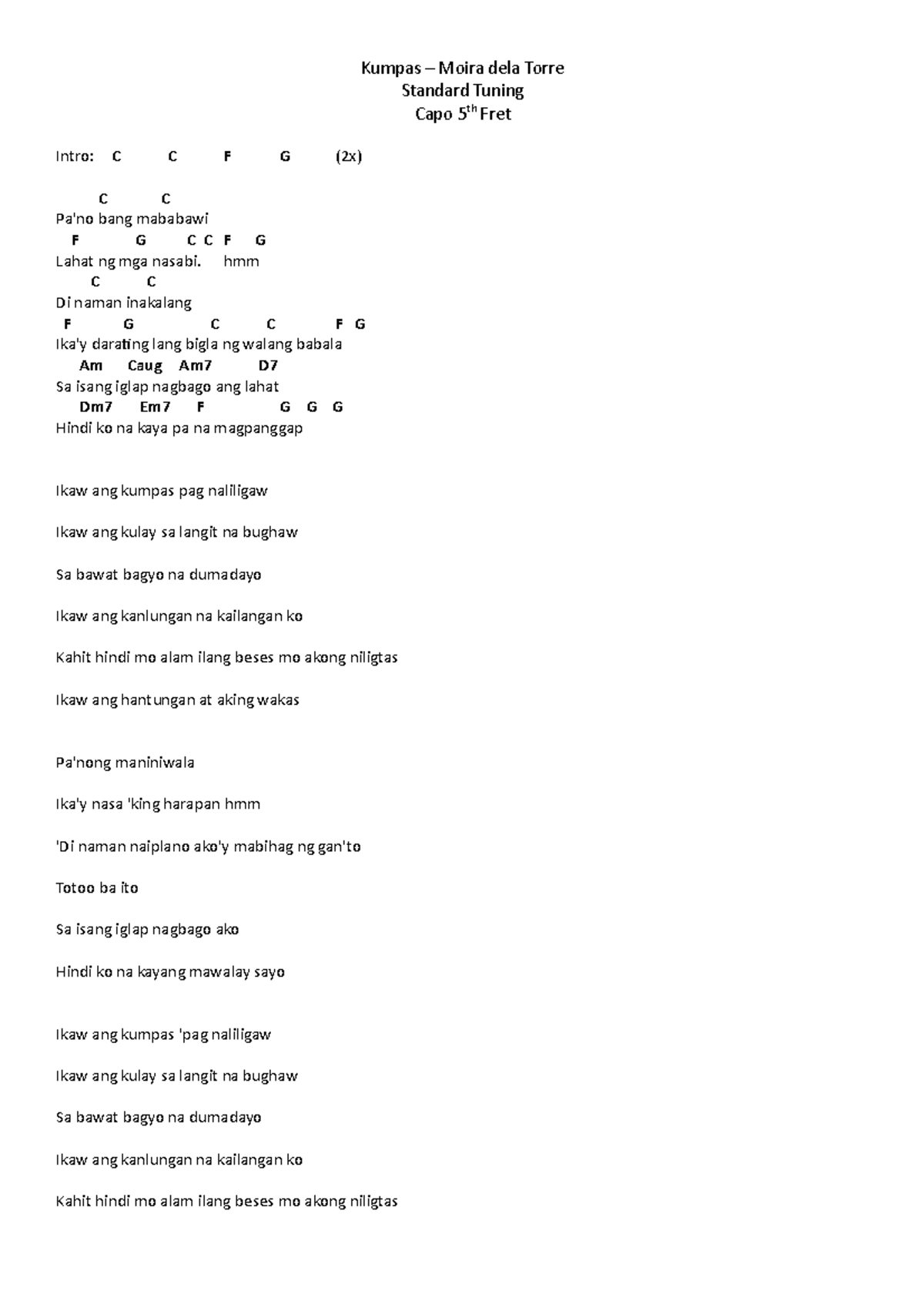 Kumpas awasdfasdf asdf Kumpas Moira dela Torre Standard Tuning