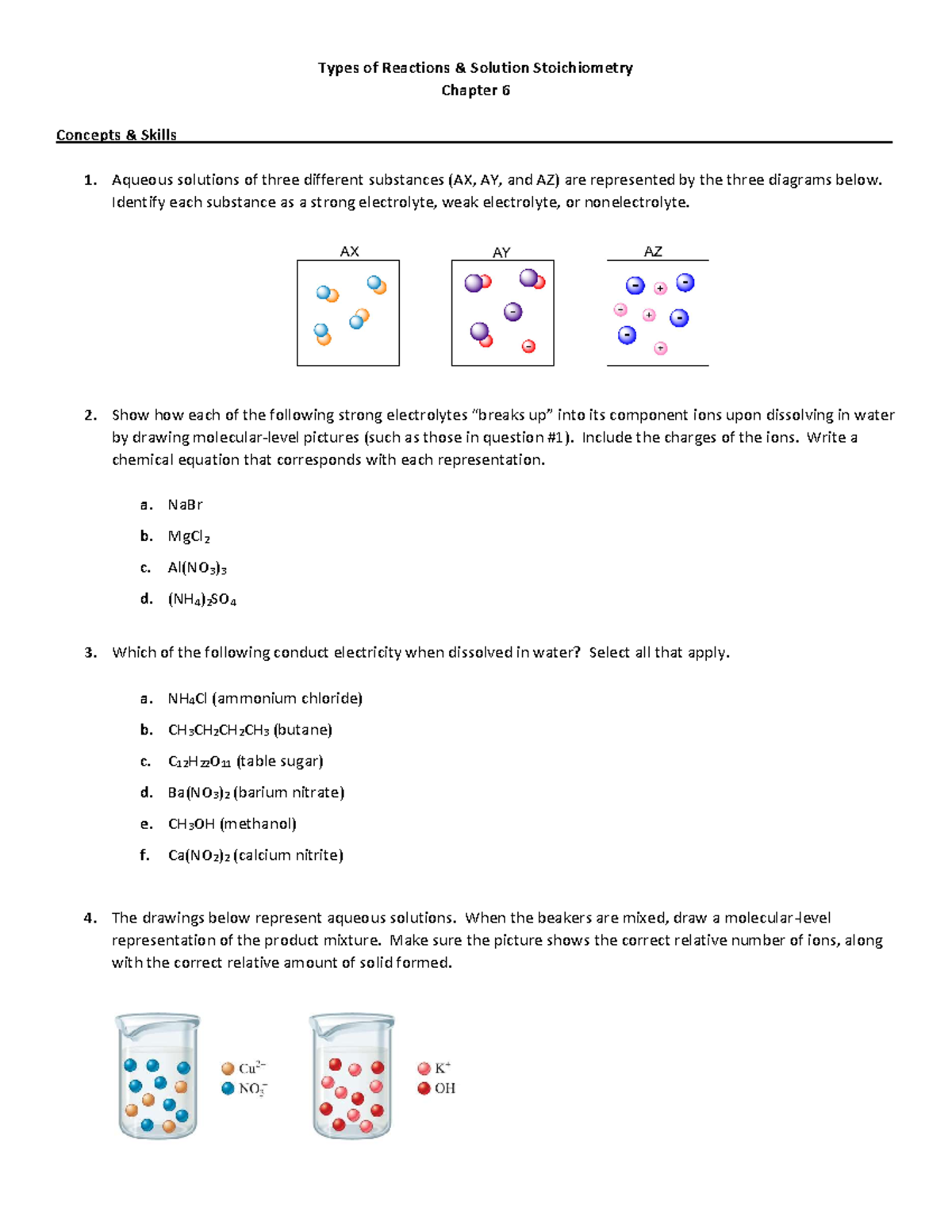 Chapter 6 - Discussion - Types of Reactions & Solution Stoichiometry ...