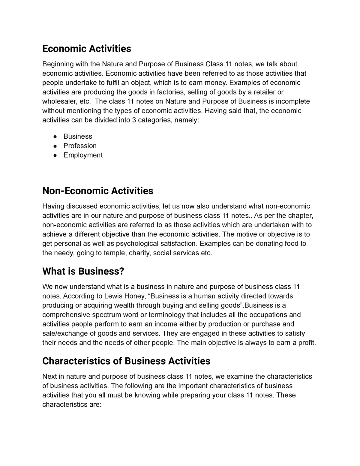 nature of business essay