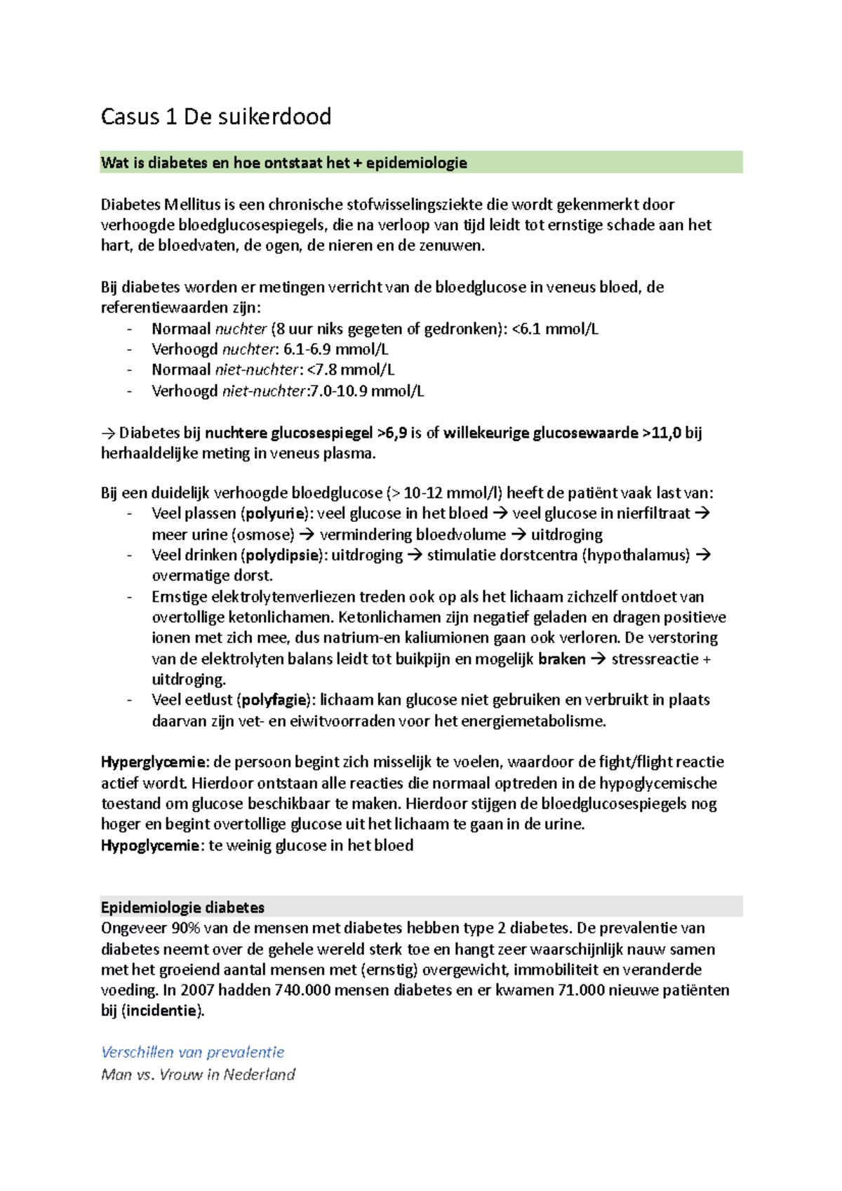 Casus 1 De Suikerdood Casus 1 De Suikerdood Wat Is Diabetes En Hoe