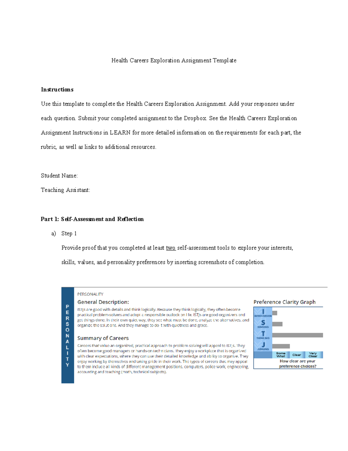 Health Careers Exploration Assignmenttemplate Health Careers