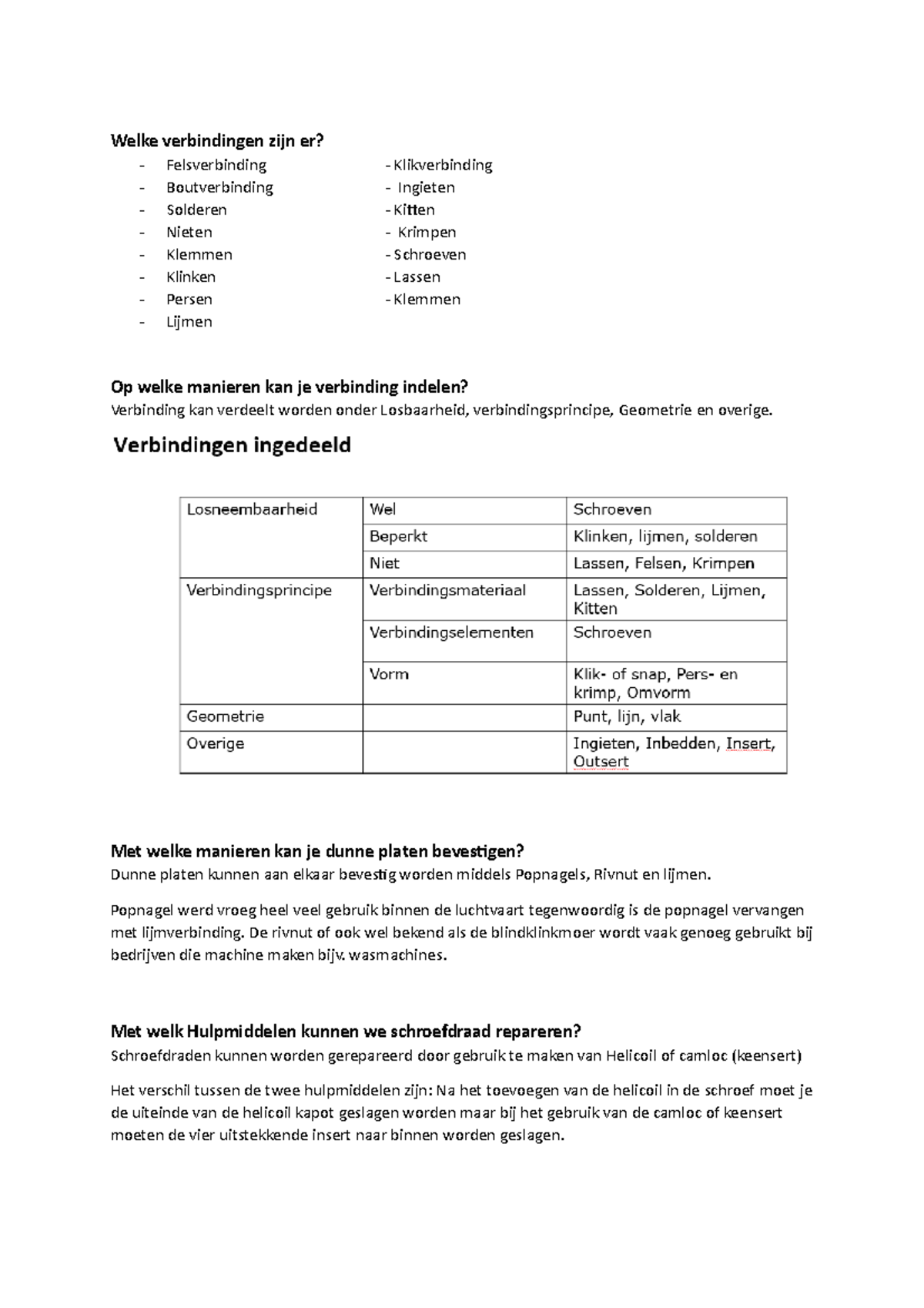 oefenvragen verbinding - Welke verbindingen zijn er? Felsverbinding ...