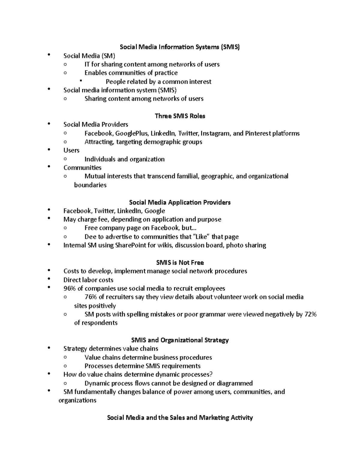 MIS309 ch8 - Lecture notes 8 - Social Media Information Systems (SMIS ...