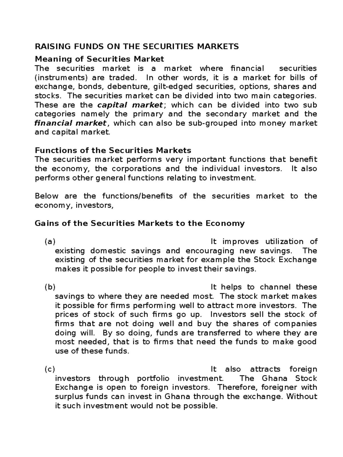 lecture-3-raising-funds-on-the-securities-markets-raising-funds-on