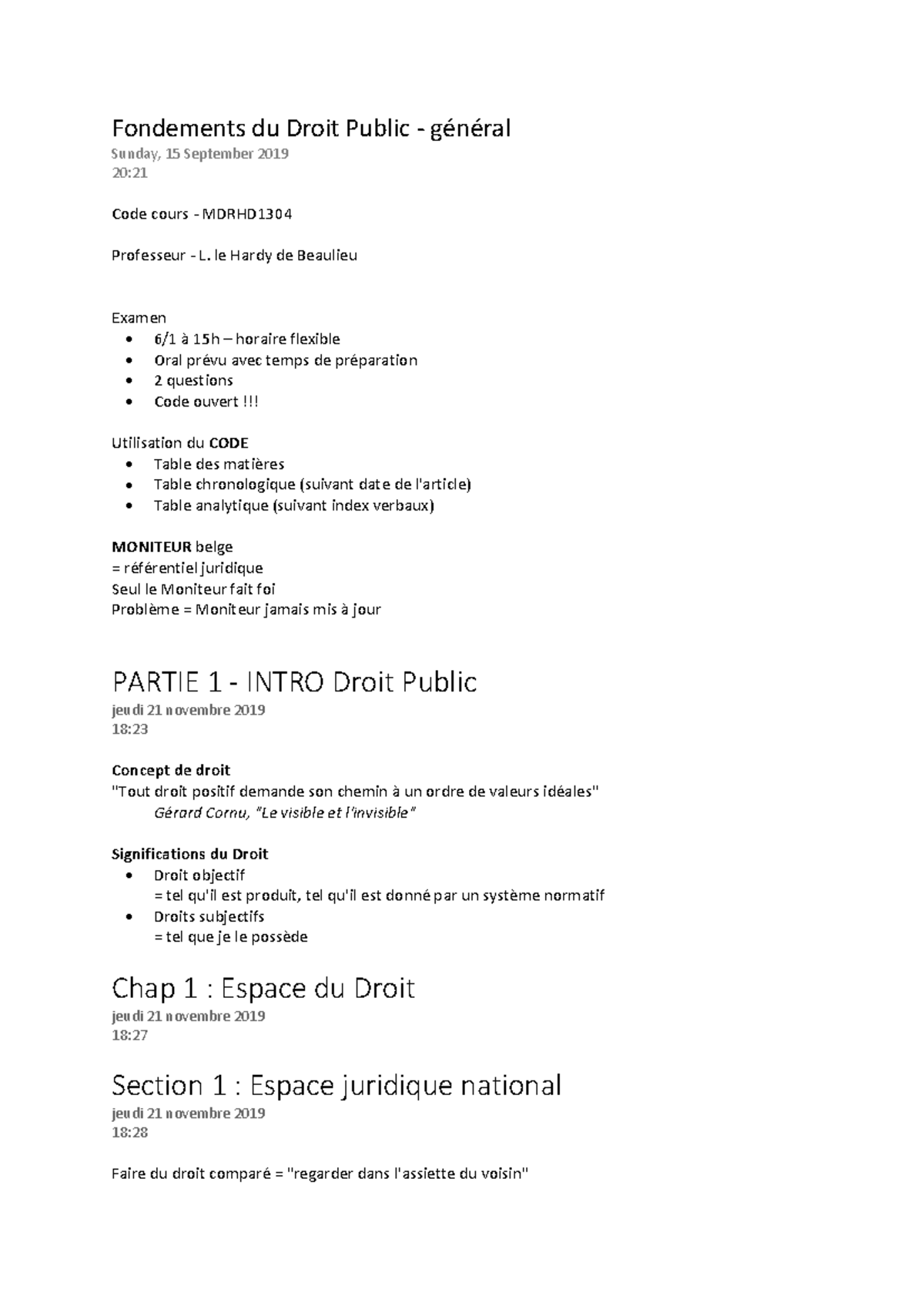 2019 1210 FDP notes de cours - Fondements du Droit Public - général ...